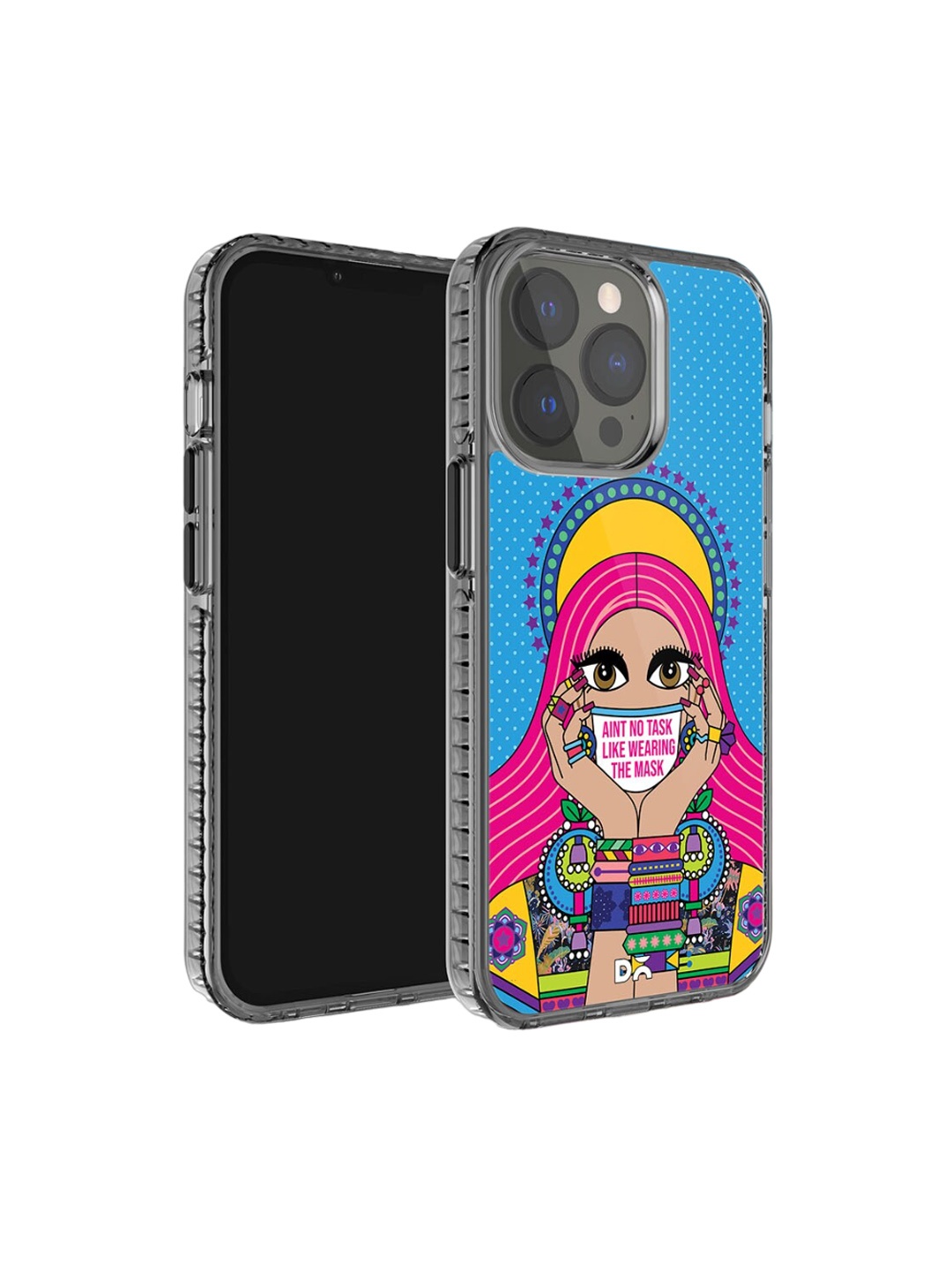 

DailyObjects Mask-Up Millennial Stride iPhone 15 Pro Phone Case Cover, Blue