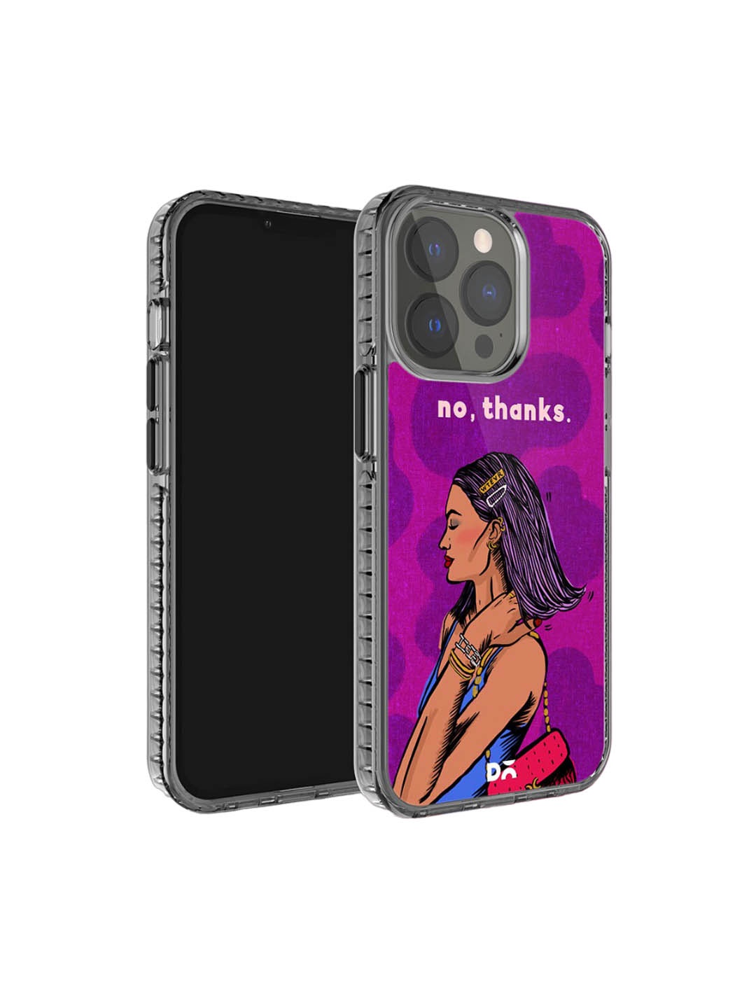 

DailyObjects No Thanks Impact Resistant Stride 2.0 iPhone 15 Pro Case Cover, Purple