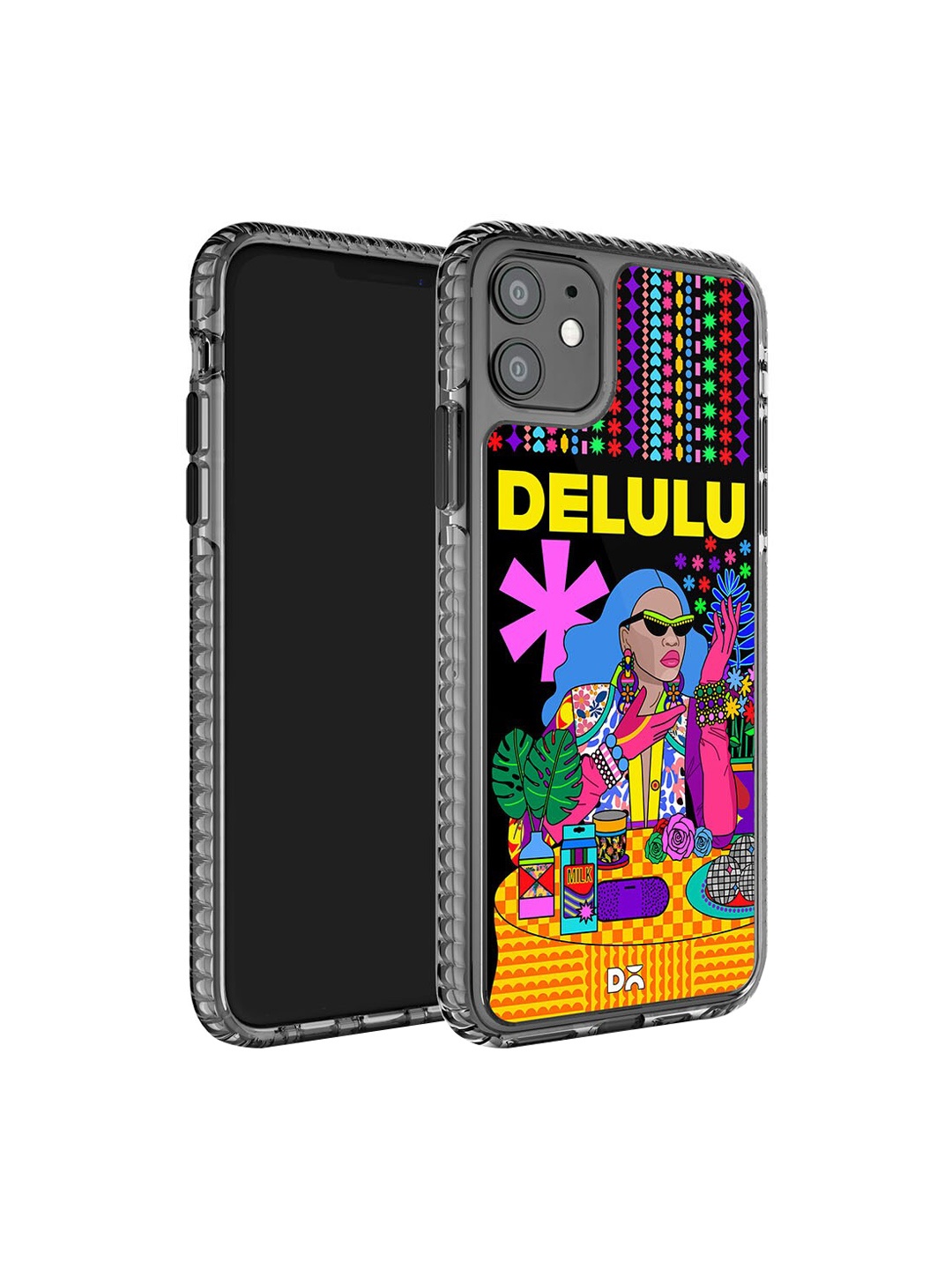 

DailyObjects Stride 2.0 Delulu Printed iPhone 11 Phone Case Cover, Black