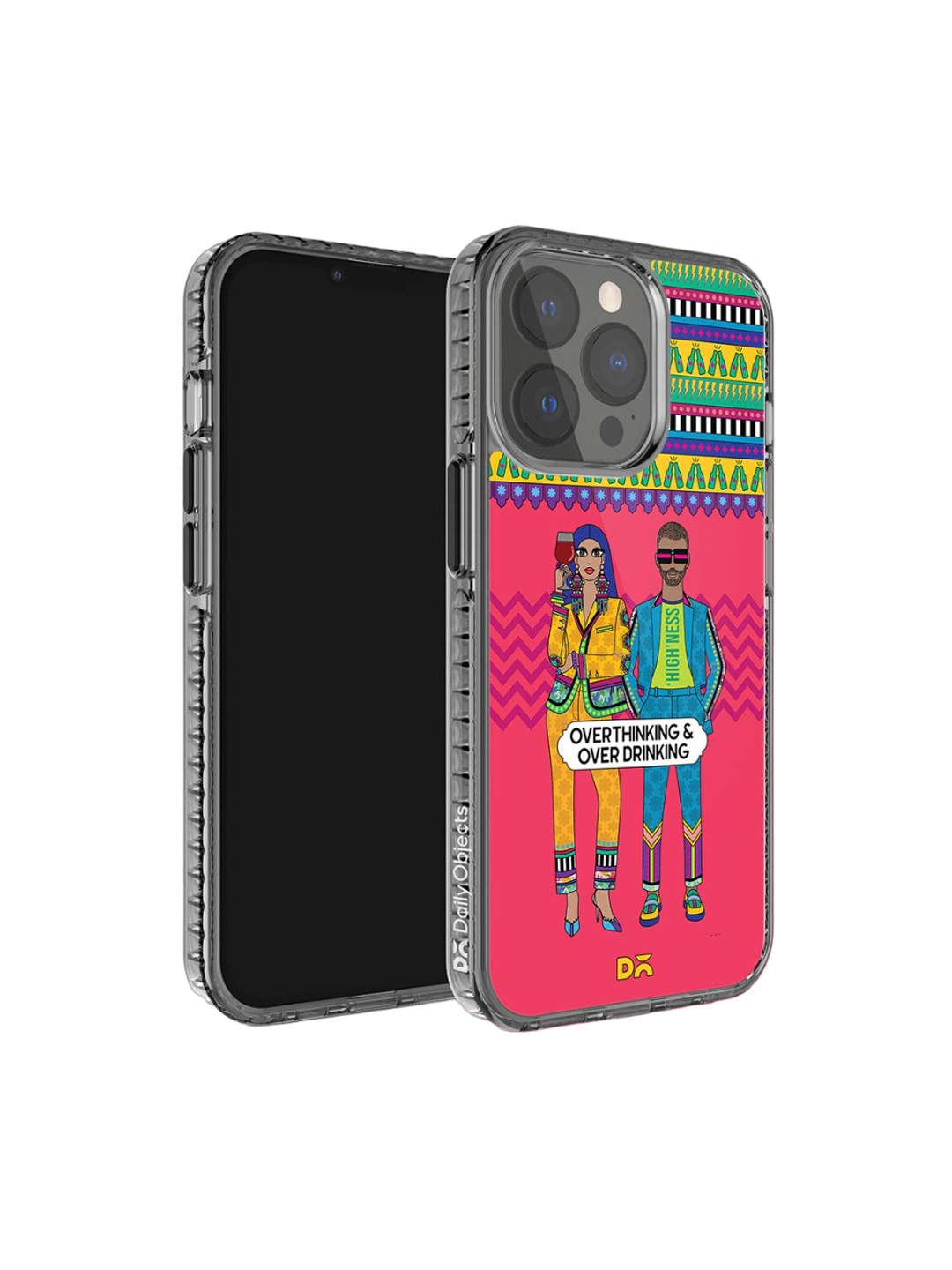 

DailyObjects Overthinking & Overdrinking iPhone 14 Pro Max Phone Case Cover, Pink