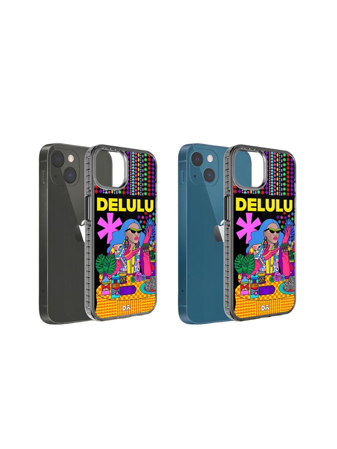 

DailyObjects Printed Delulu Stride 2.0 iPhone 13 Case Cover, Black