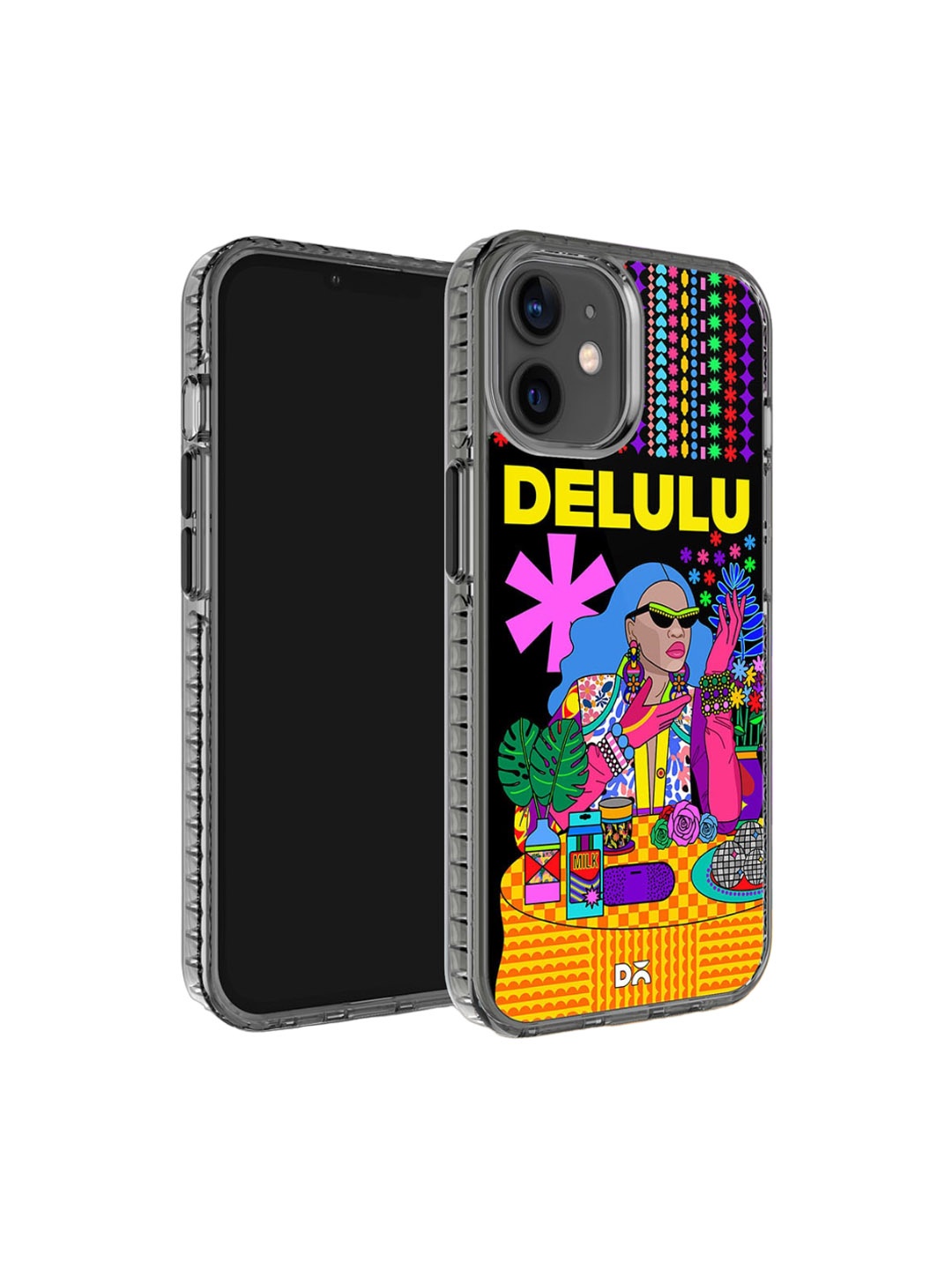 

DailyObjects Printed iPhone 12 Super Slim Back Case, Black