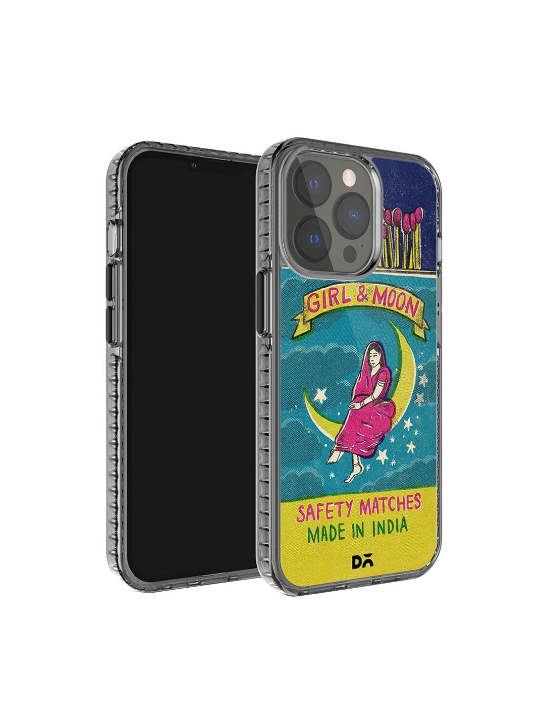 

DailyObjects Moon Girl Matchbox Printed iPhone 15 Pro Mobile Cover, Teal