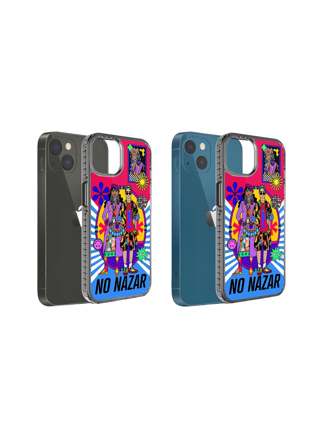 

DailyObjects Printed No Nazar Stride iPhone 15 Plus Back Case, Pink