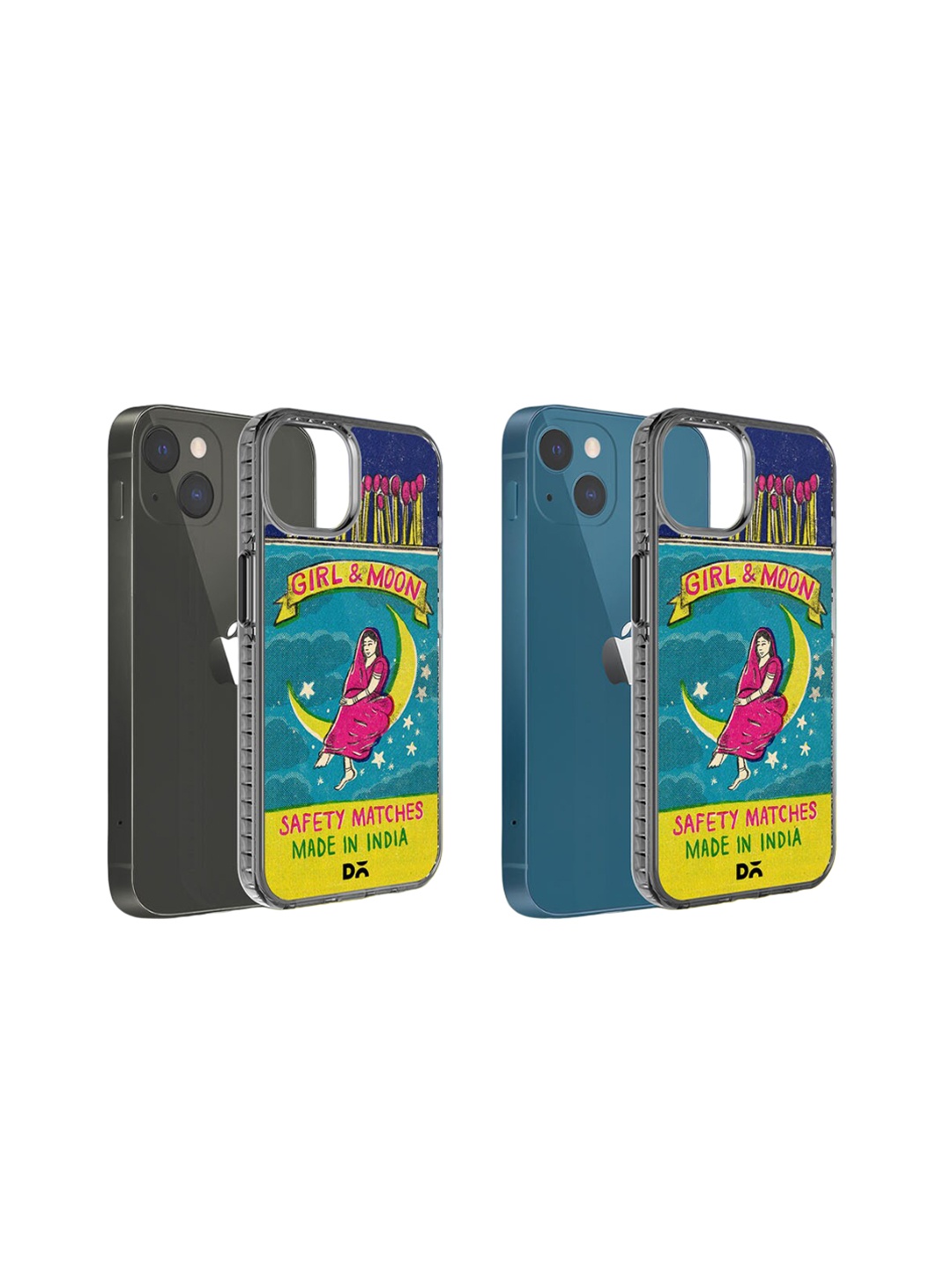 

DailyObjects Moon Girl Matchbox Printed Stride 2.0 iPhone 15 Phone Case Cover, Blue