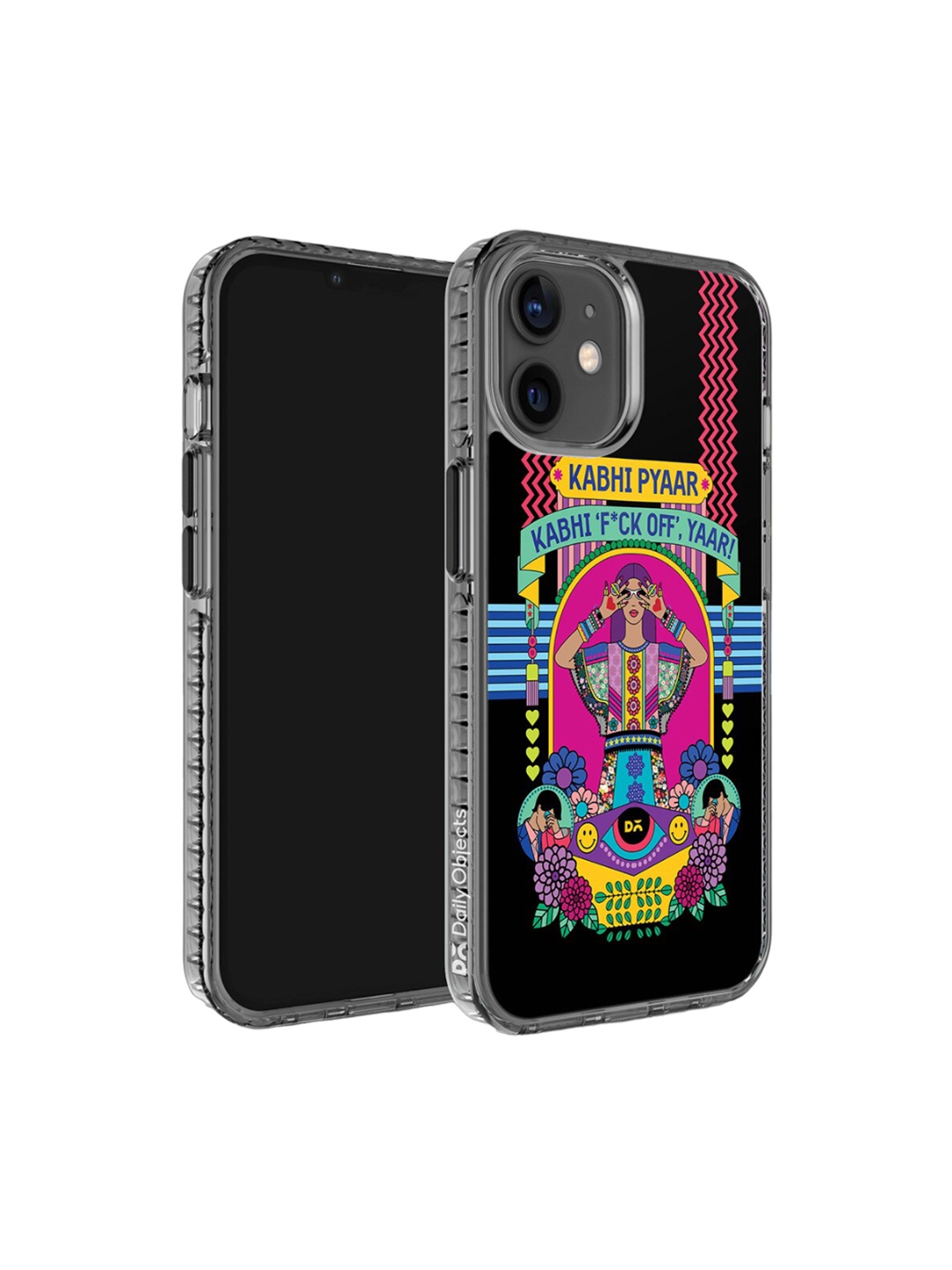 

DailyObjects Printed iPhone 12 Super Slim Back Case, Black