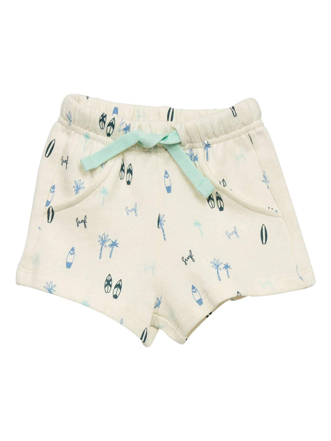 

KIABI Boys Conversational Printed Cotton Shorts, Beige