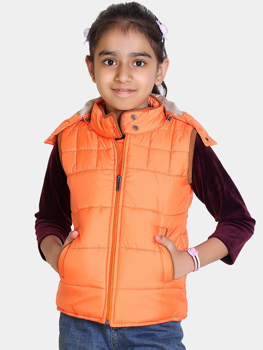 

BAESD Girls Hooded Lightweight Padded Jacket, Orange