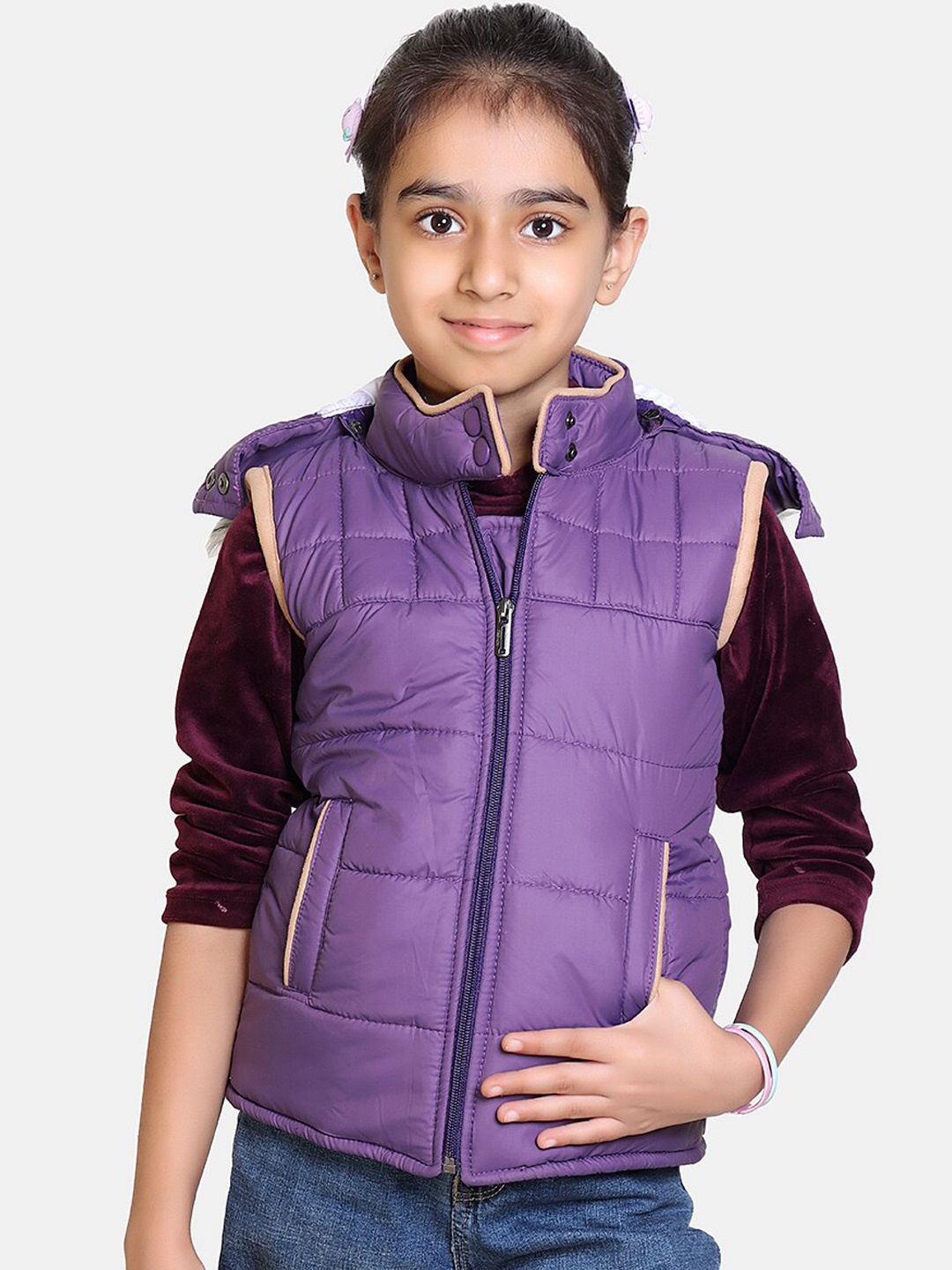 

BAESD Girls Hooded Sleeveless Lightweight Padded Jacket, Purple