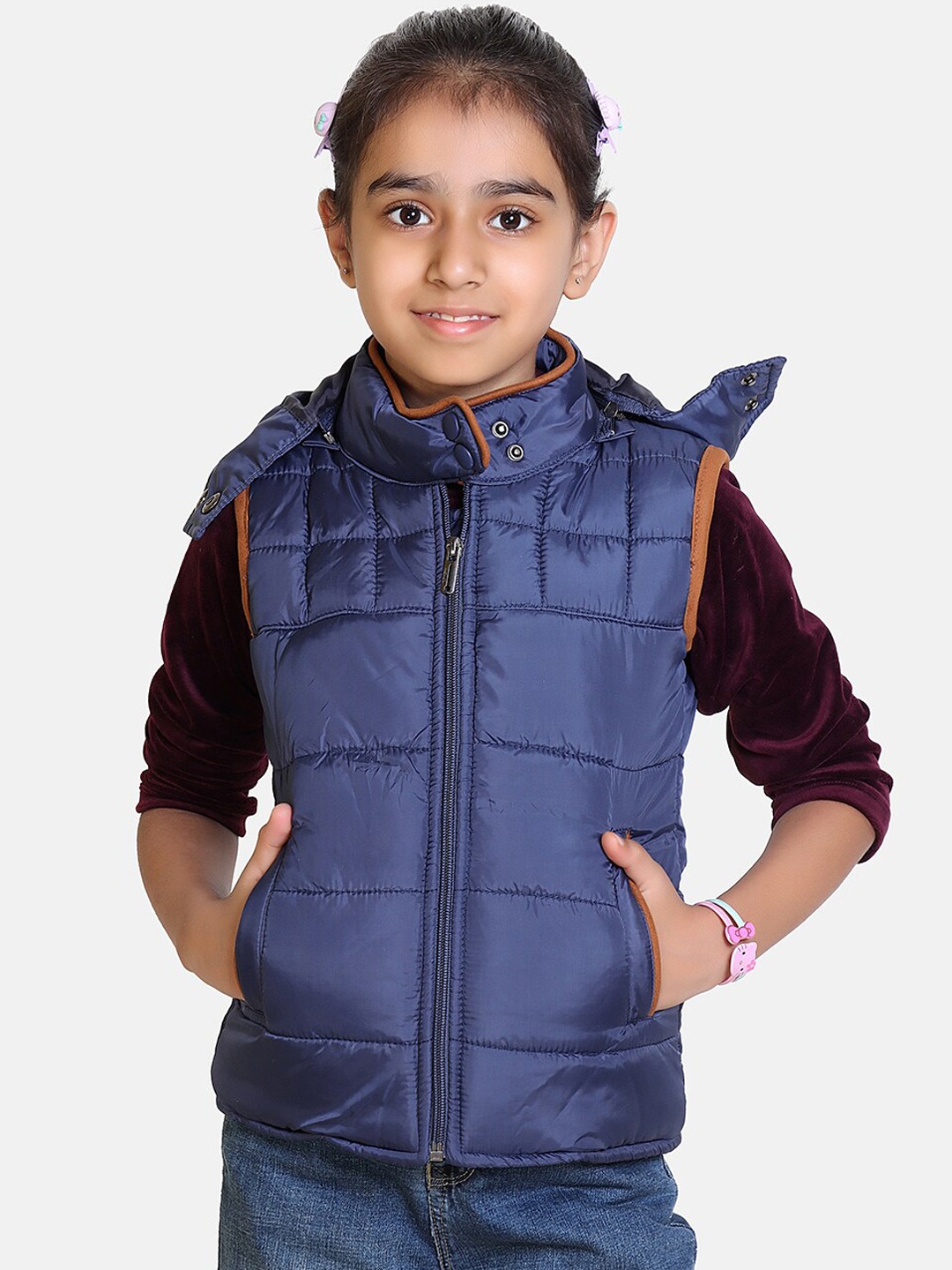 

BAESD Girls Lightweight Hooded Puffer Jacket, Navy blue