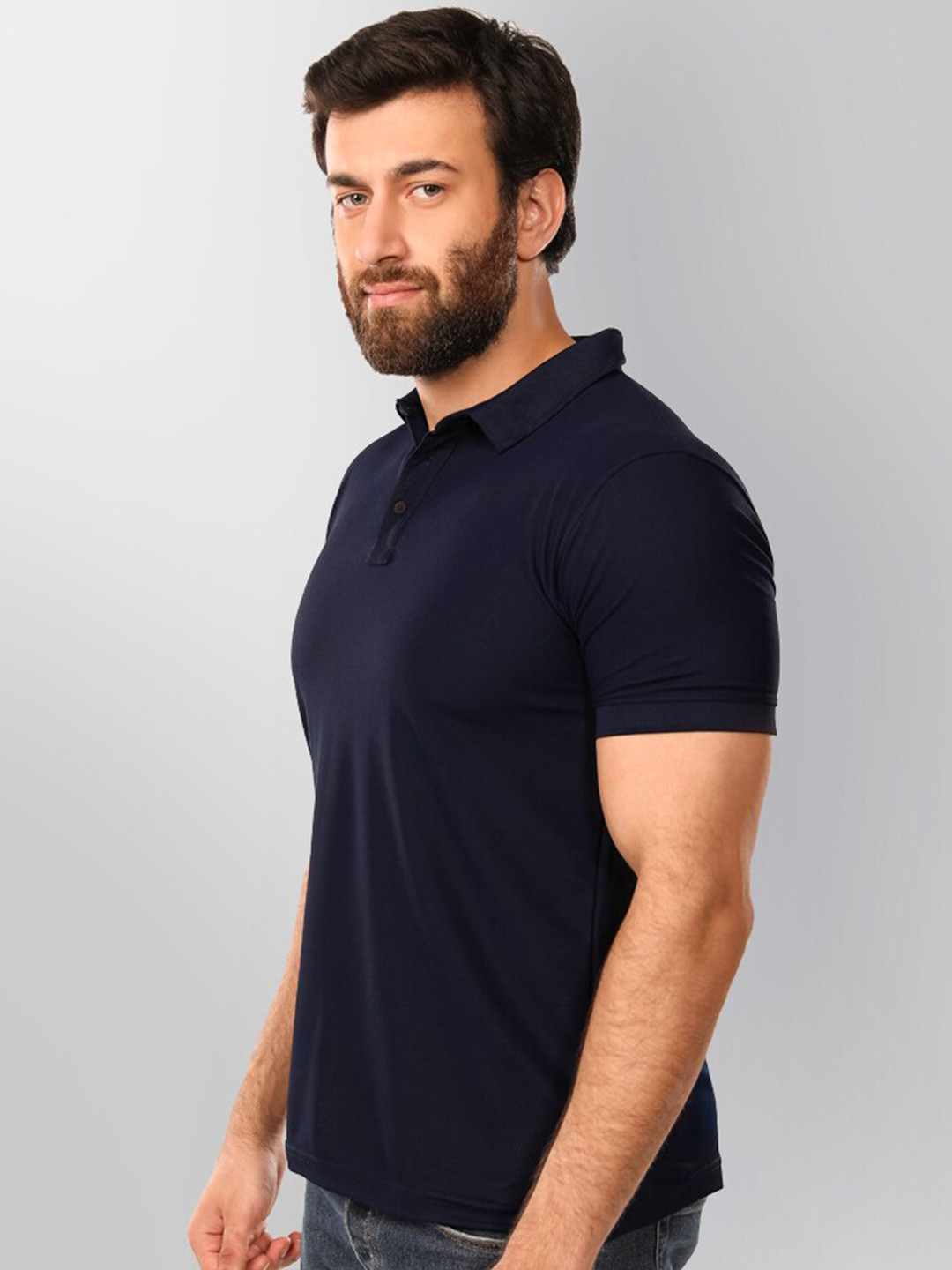 

Beyoung Polo Collar Short Sleeves Cotton T-shirt, Navy blue