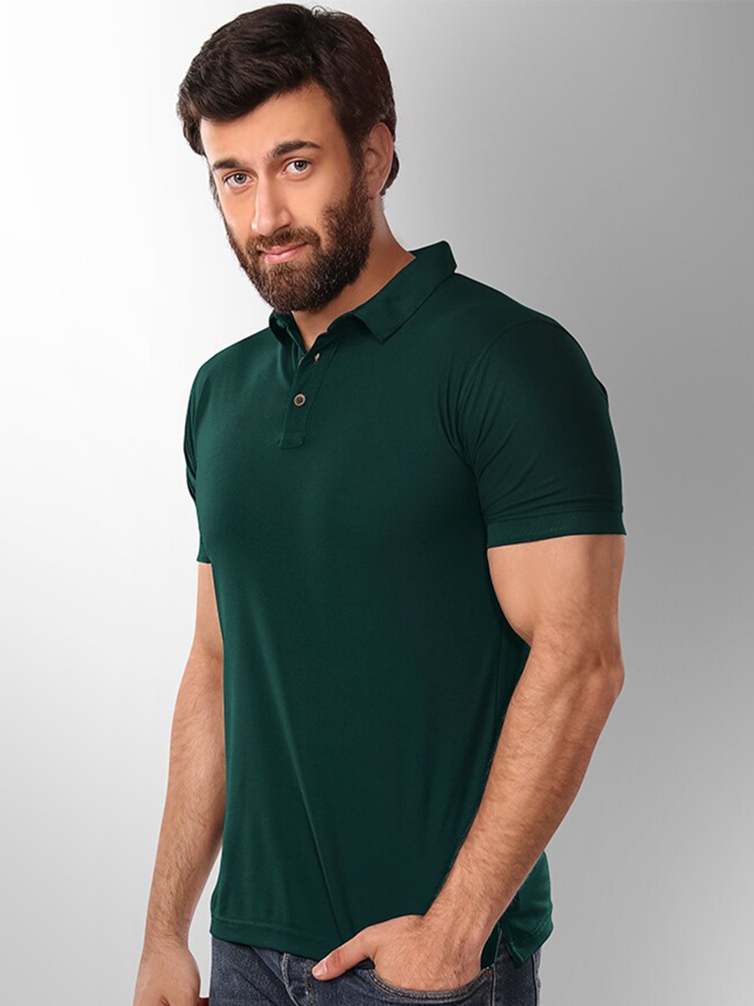 

Beyoung Polo Collar Short Sleeves Cotton T-shirt, Green