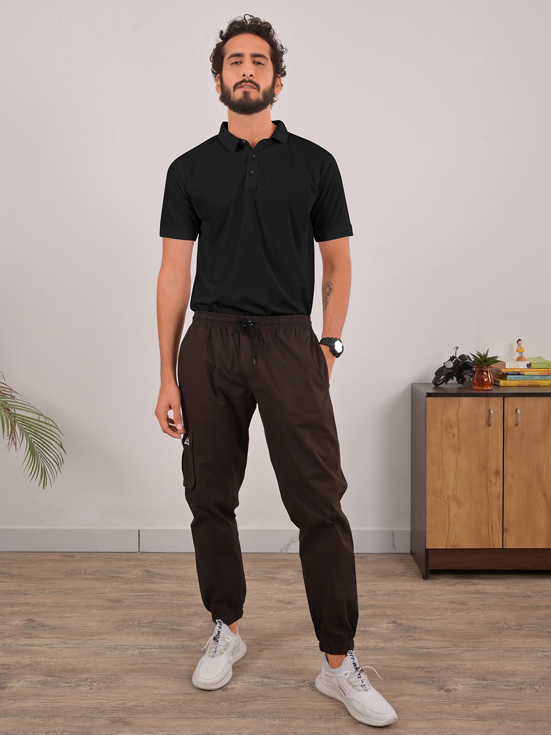 

Beyoung Polo Collar Short Sleeves Cotton T-shirt, Black