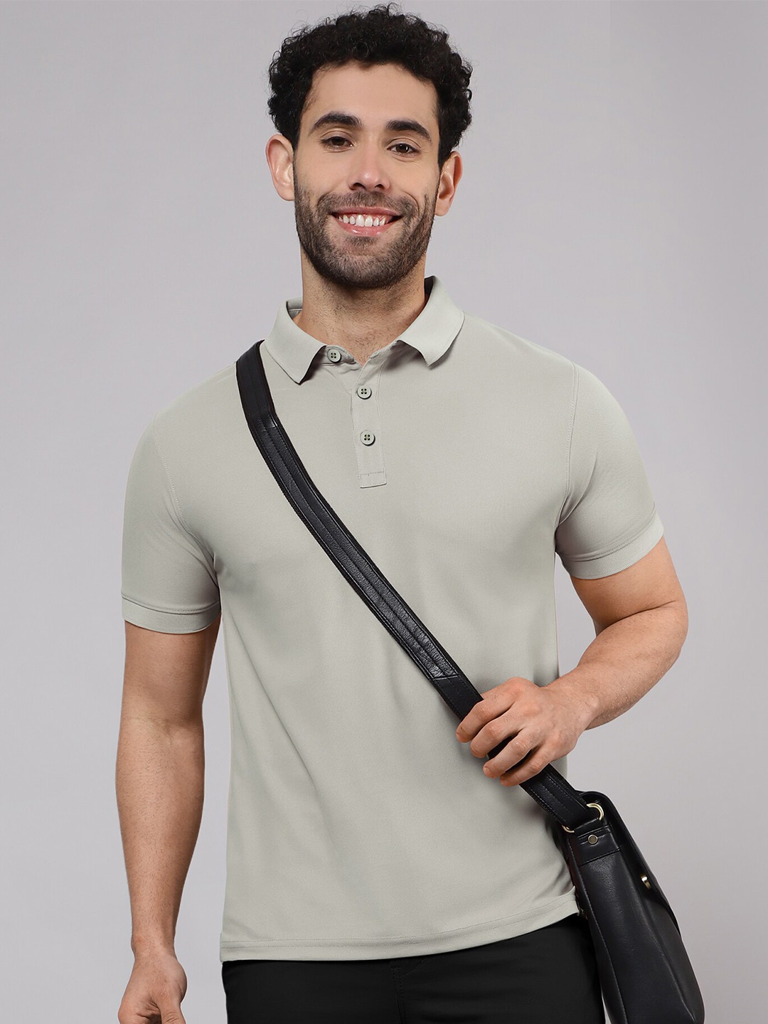 

Beyoung Polo Collar Short Sleeves Cotton T-shirt, Grey