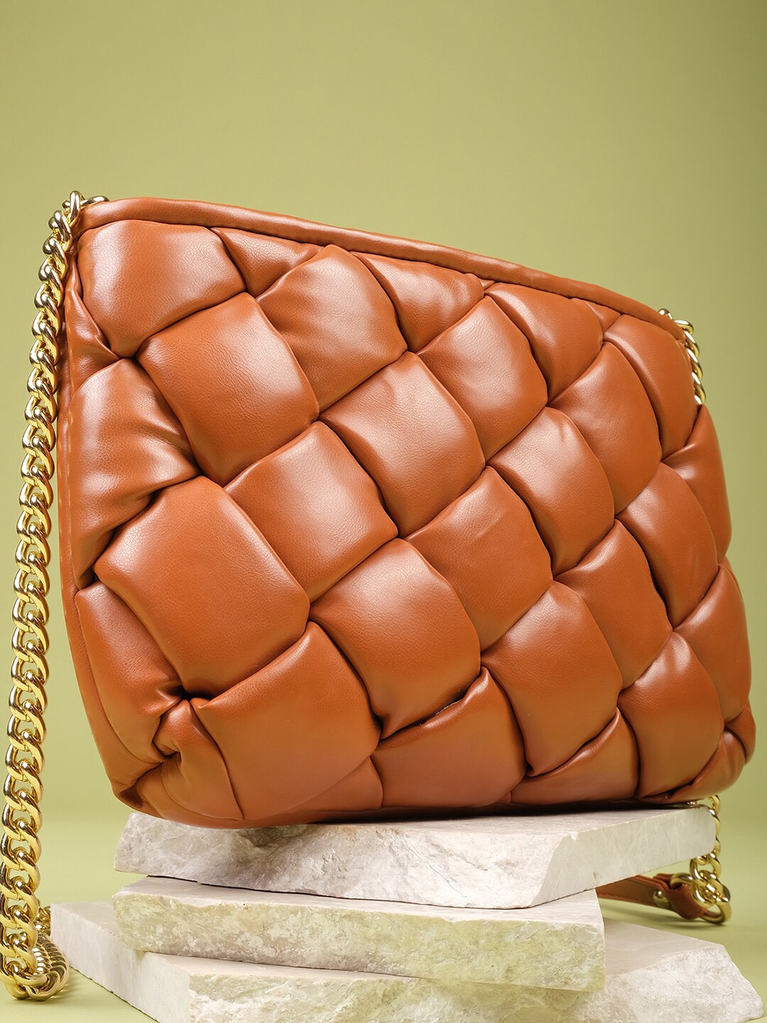 

XPNSV Textured Structured Sling Bag, Tan