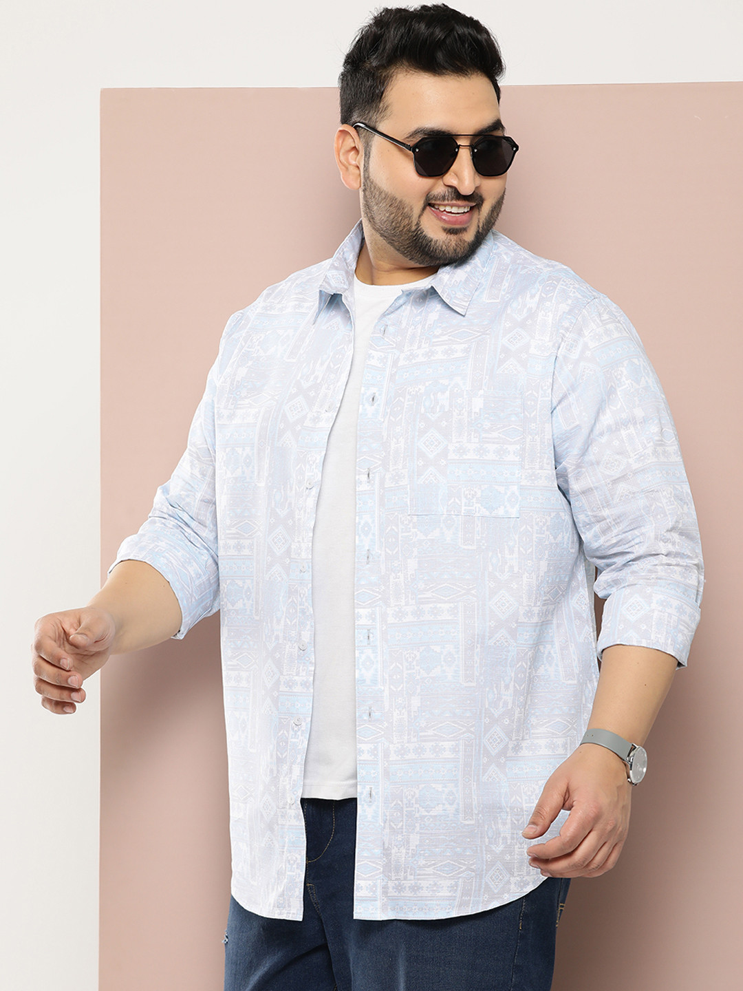 

Sztori Men Plus Size Original Printed Pure Cotton Casual Shirt, Multi