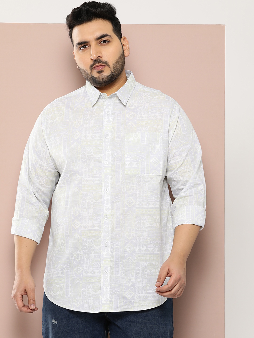 

Sztori Men Plus Size Original Printed Pure Cotton Casual Shirt, Multi