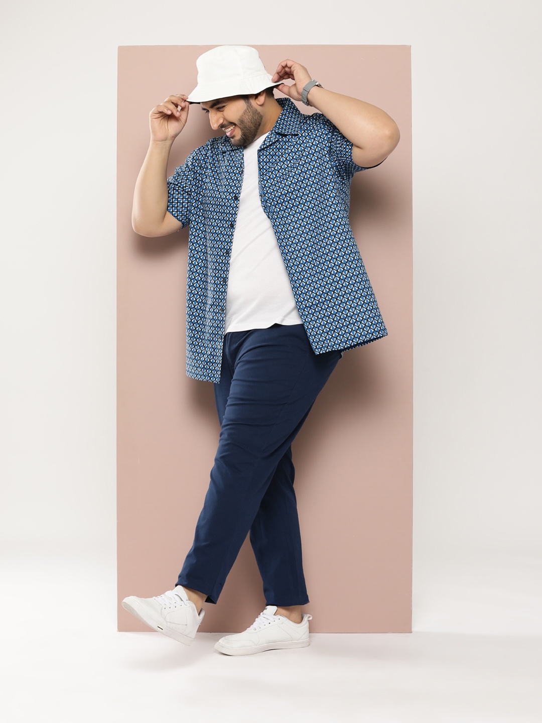 

Sztori Men Plus Size Original Printed Casual Shirt, Blue