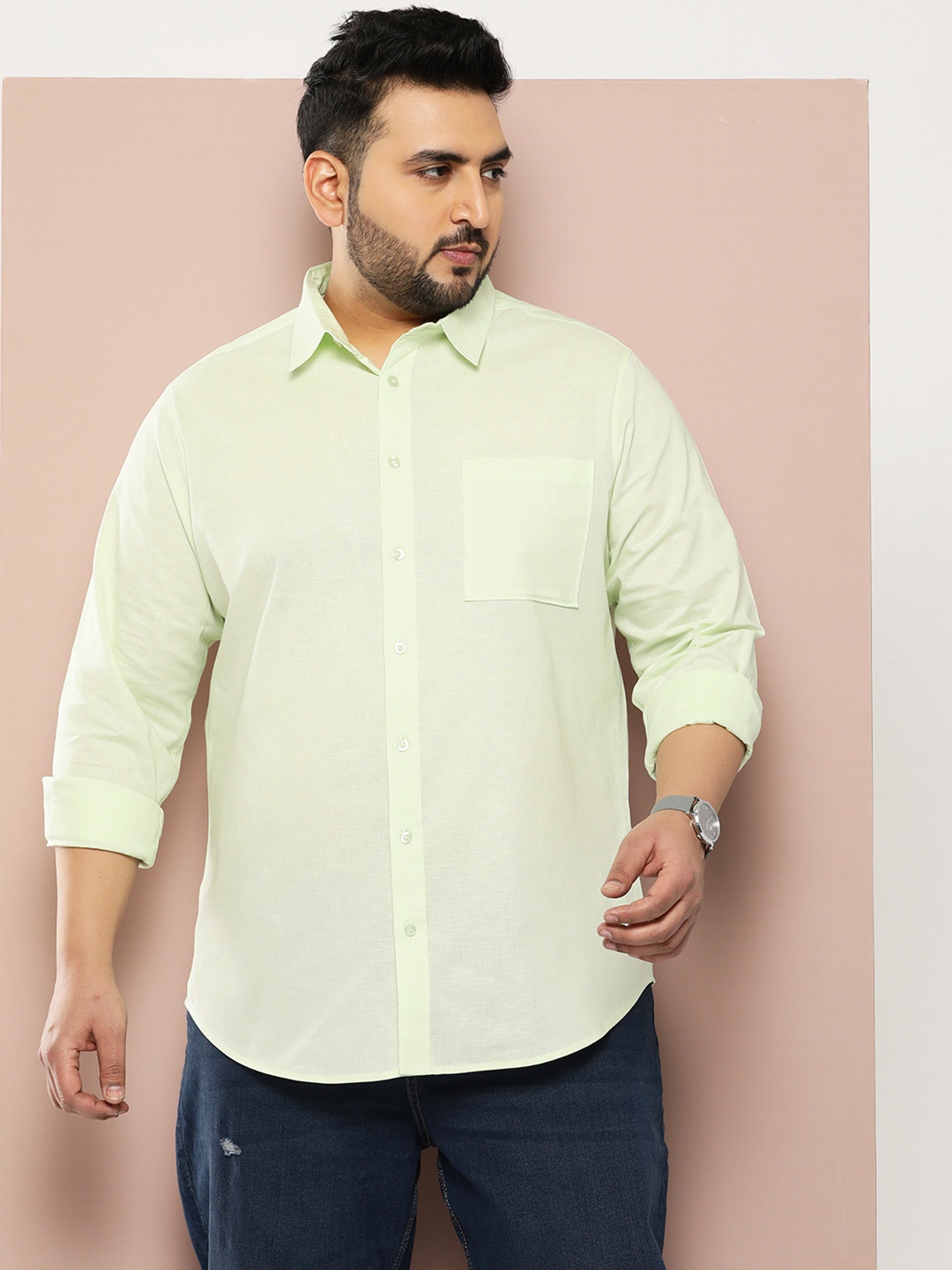 

Sztori Men Plus Size Original Solid Casual Shirt, Green