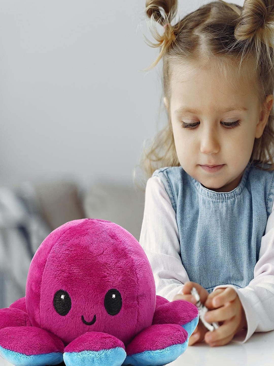 

CareDone Kids Microfiber Reversible Octopus Soft Toy, Pink