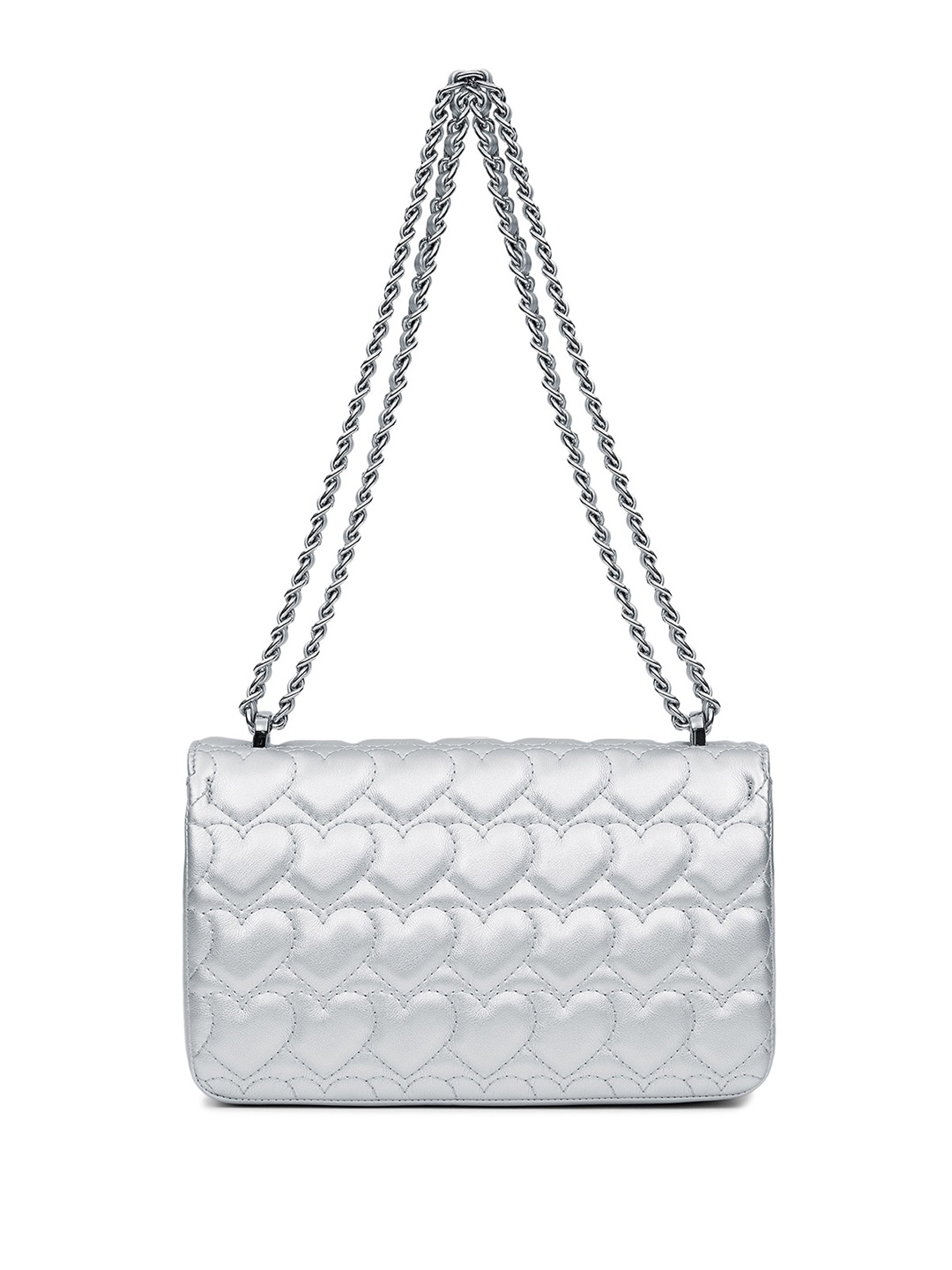 

MIRAGGIO Quilted Shoulder Bag with Adjustable Crossbody Chain, Silver