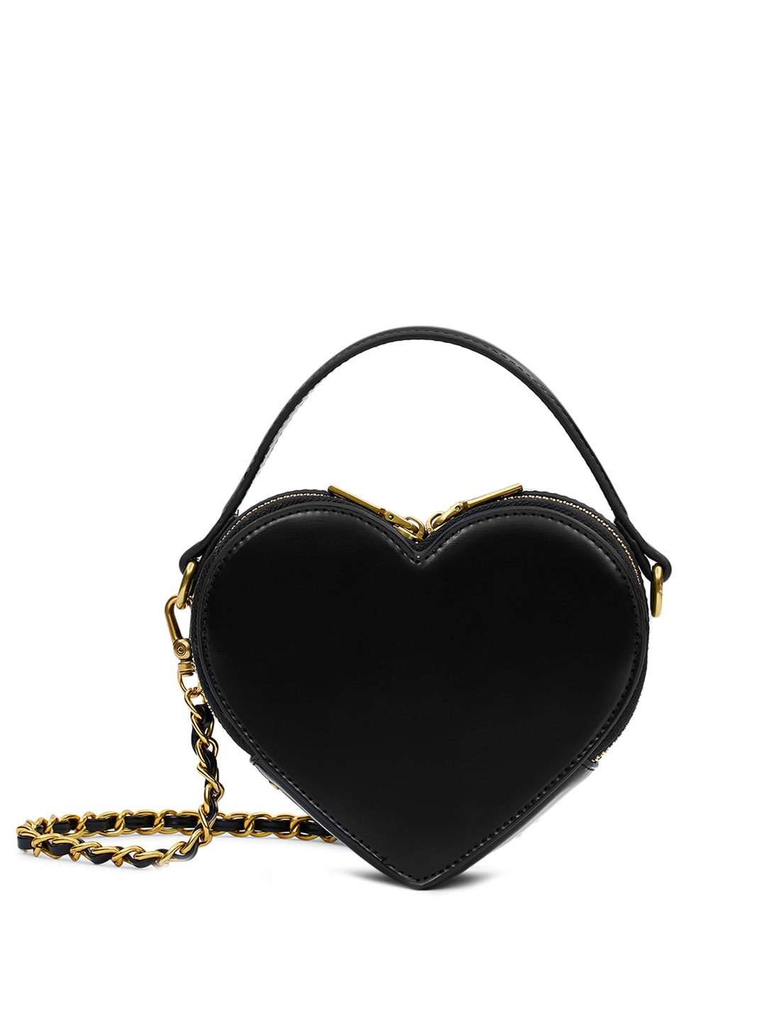 

MIRAGGIO Sweet-Heart Crossbody Bag with Detachable Crossbody Chain, Black