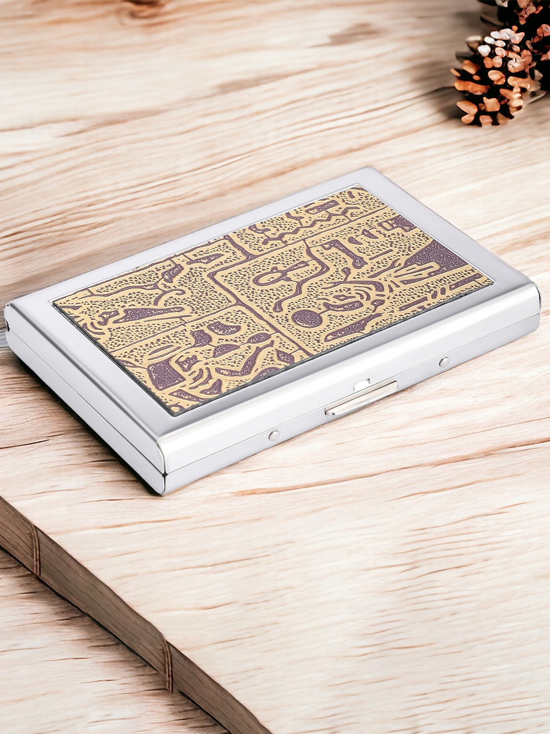 

Kastner Unisex Ethnic Motifs Printed Card Holder, Beige
