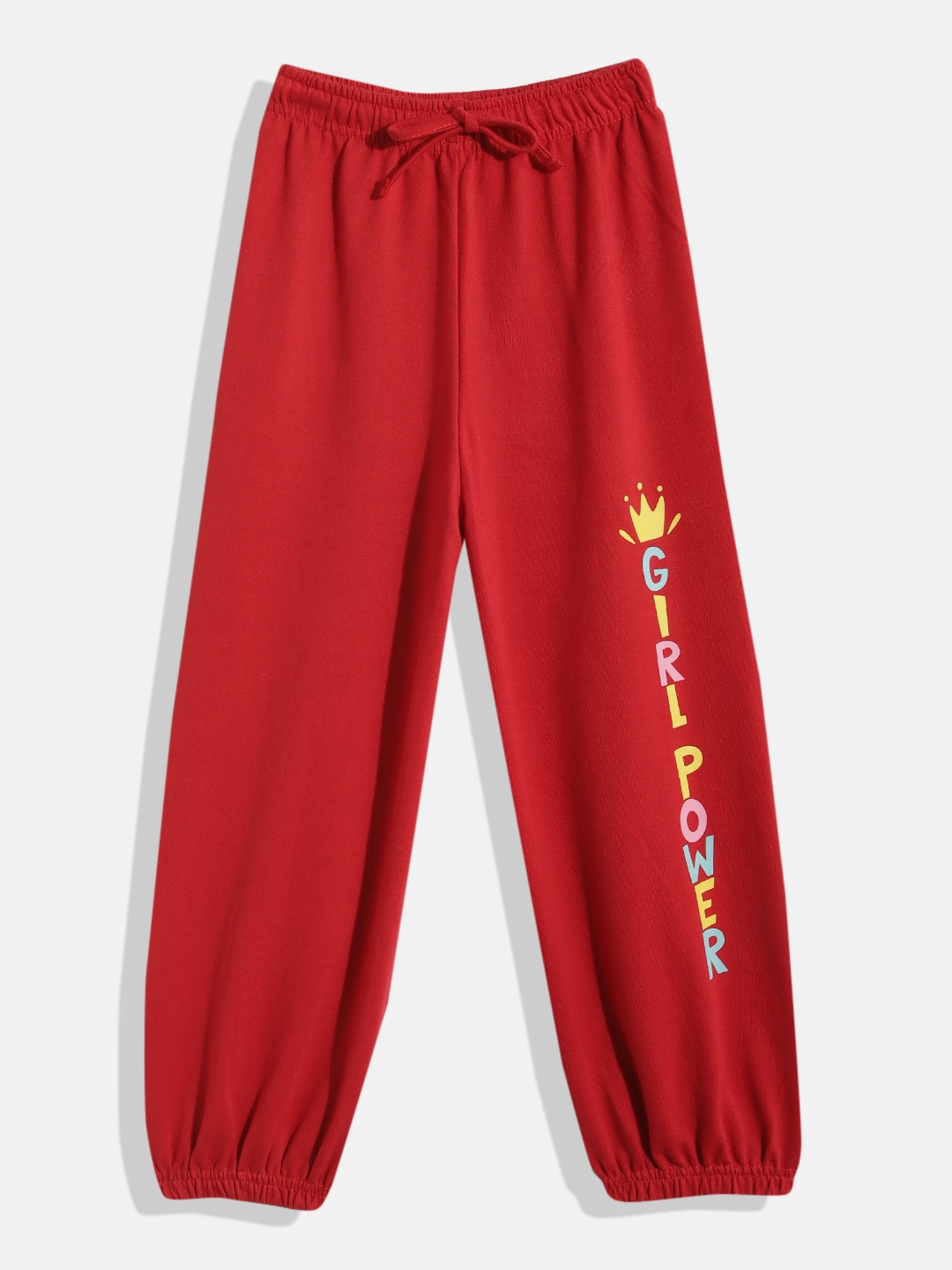 

Eteenz Girls Printed Detail Premium Cotton Track Pants, Red