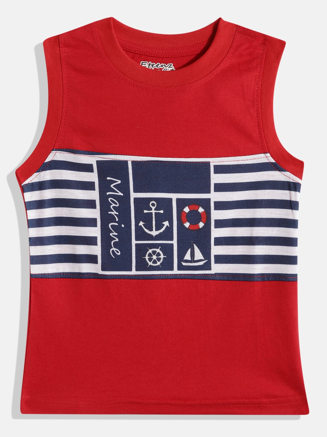 

Eteenz Boys Premium Cotton Striped T-shirt, Red