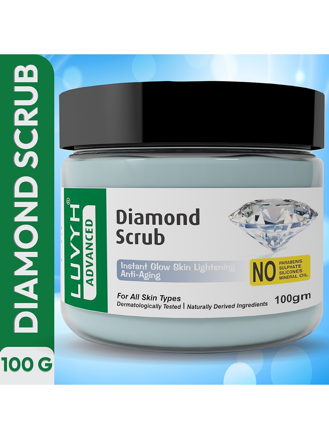 

LUVYH Advanced Diamond Scrub For Instant Glow Skin Lightening - 100g, Blue
