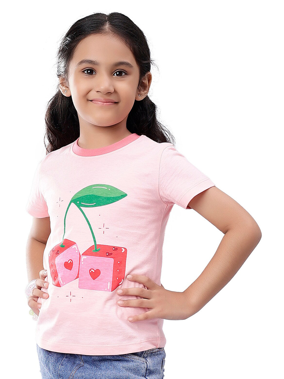 

Nimble Girls Conversational Printed Cotton T-shirt, Pink