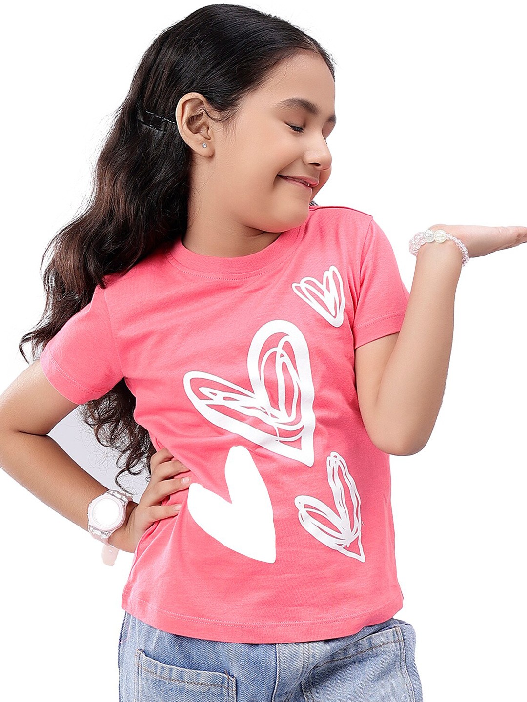 

Nimble Girls Conversational Printed Cotton T-shirt, Red