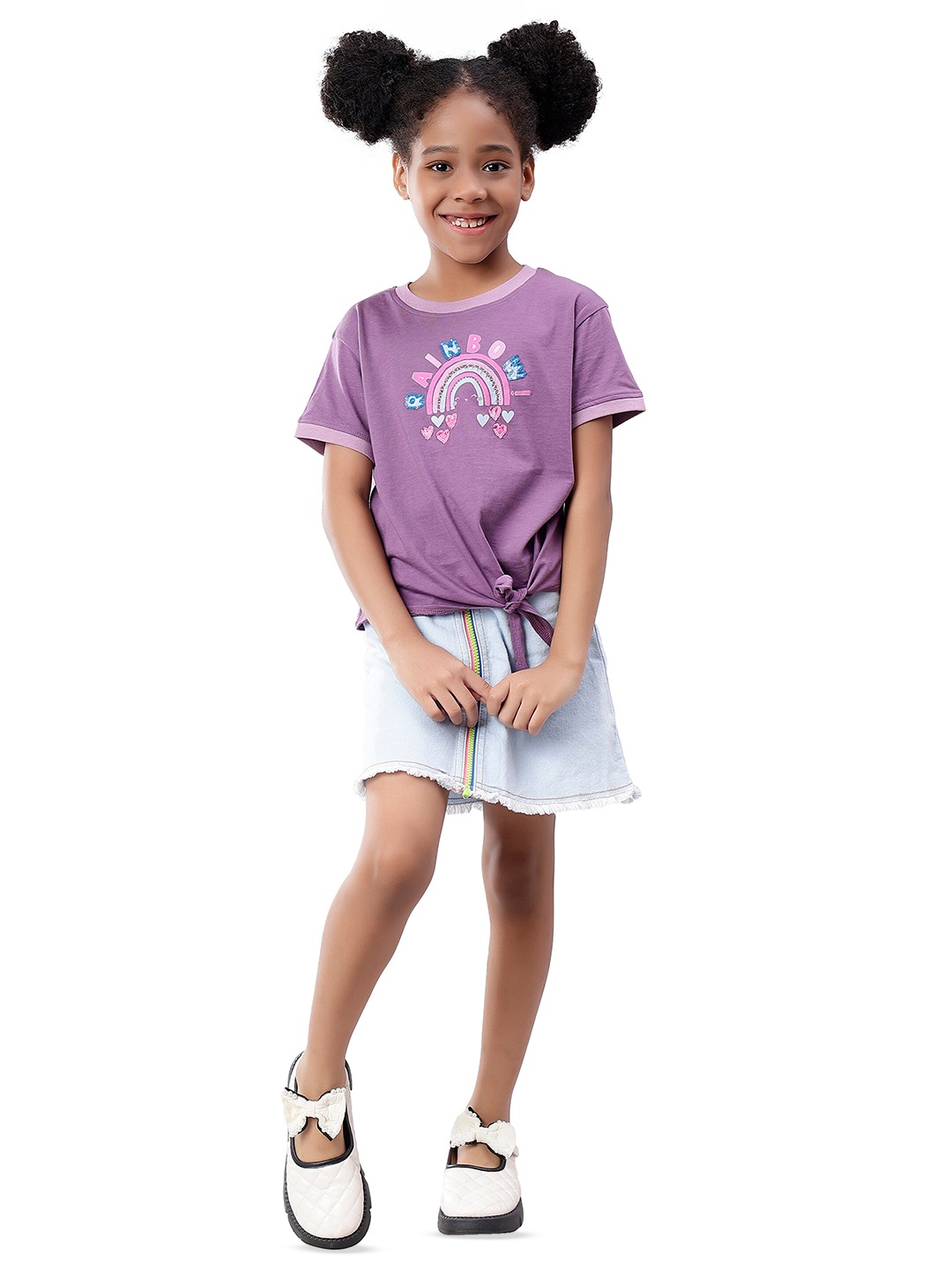 

Nimble Girls Conversational Printed Cotton T-shirt, Lavender