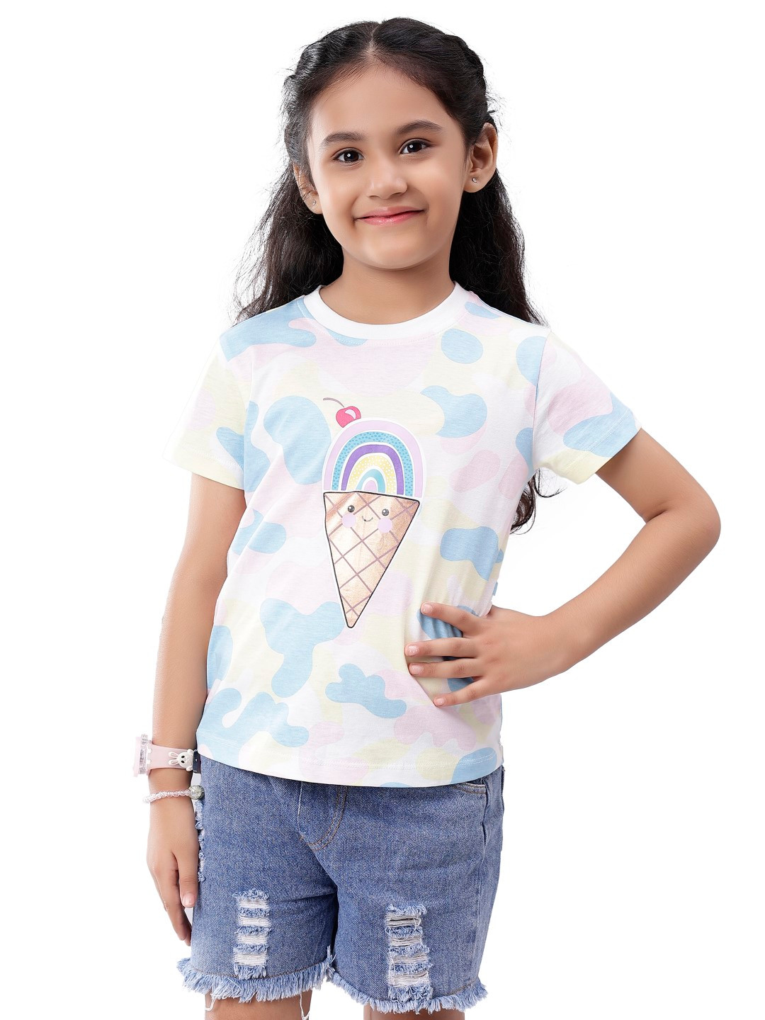 

Nimble Girls Conversational Printed Cotton T-shirt, White
