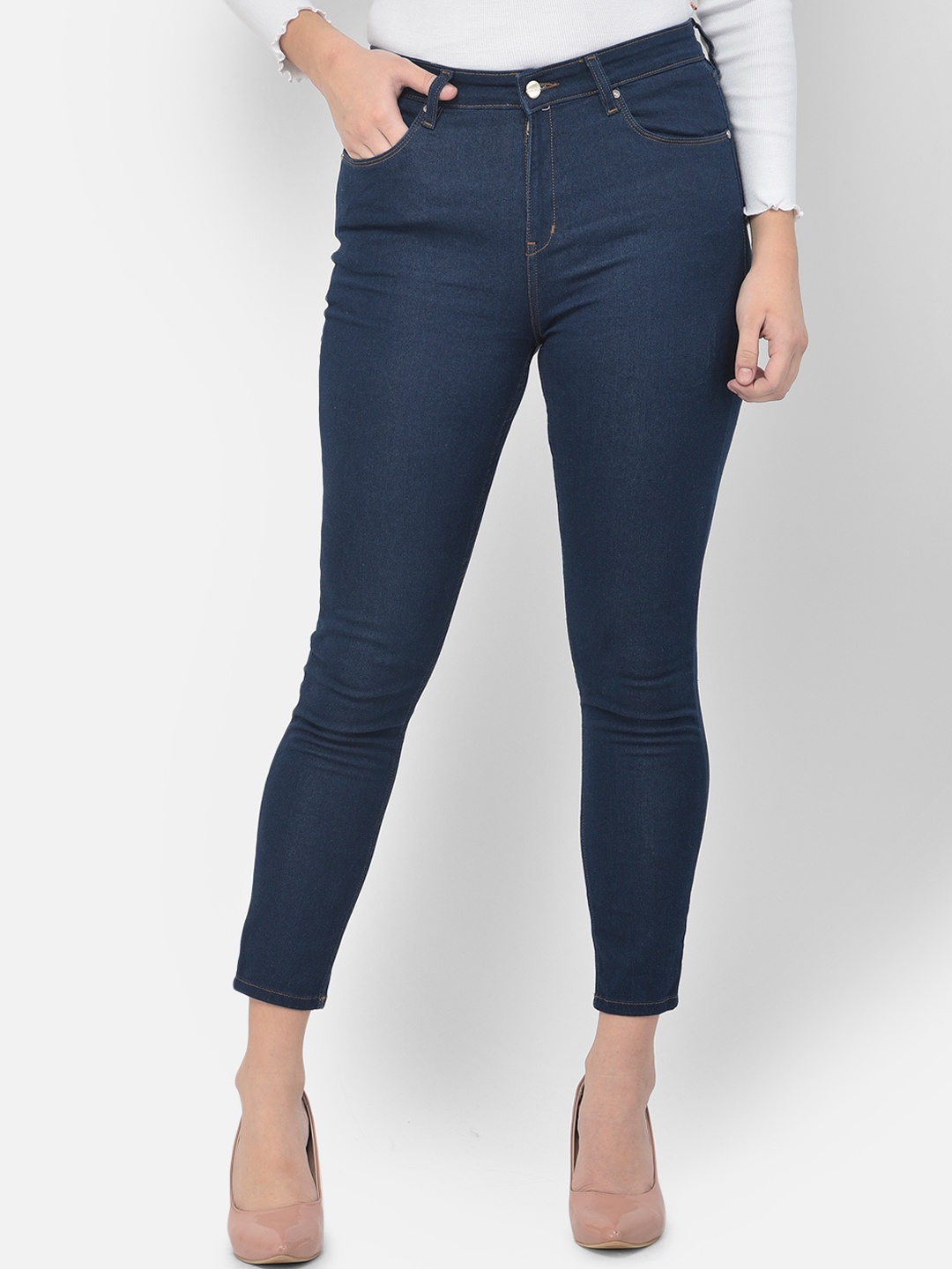

Numero Uno Women Solid Skinny Fit Sustainable Stretchable Jeans, Blue