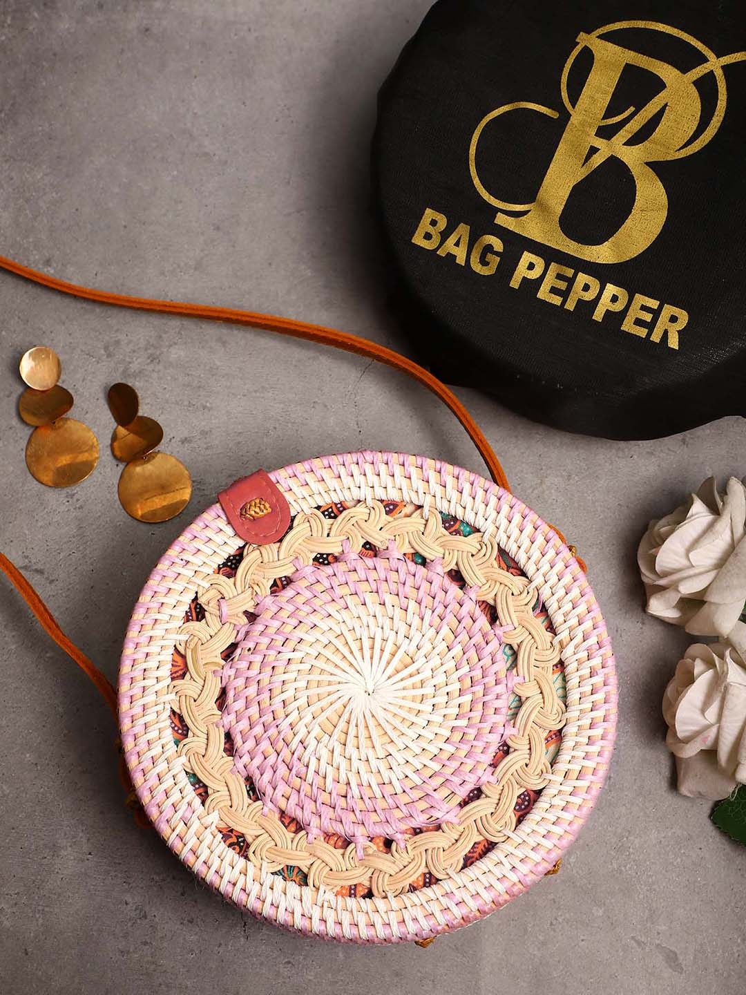 

Bag Pepper Textured Round Sling Bag, Pink