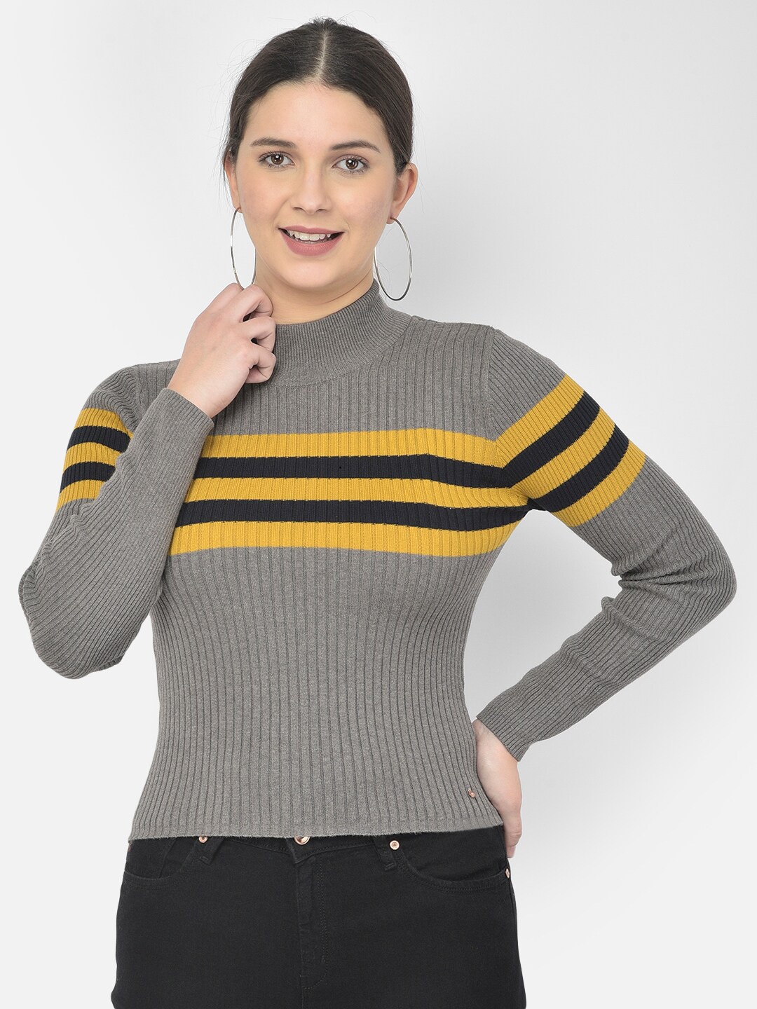 

Numero Uno Striped Cotton Pullover, Grey