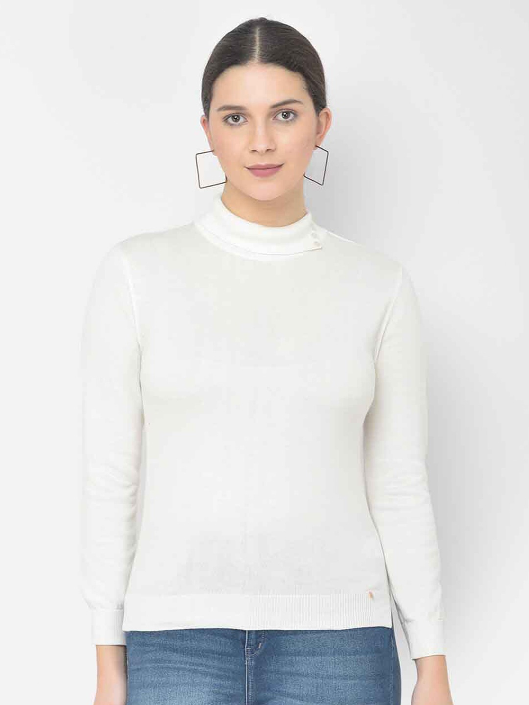 

Numero Uno Turtle Neck Long Sleeves Pullover Sweater, White