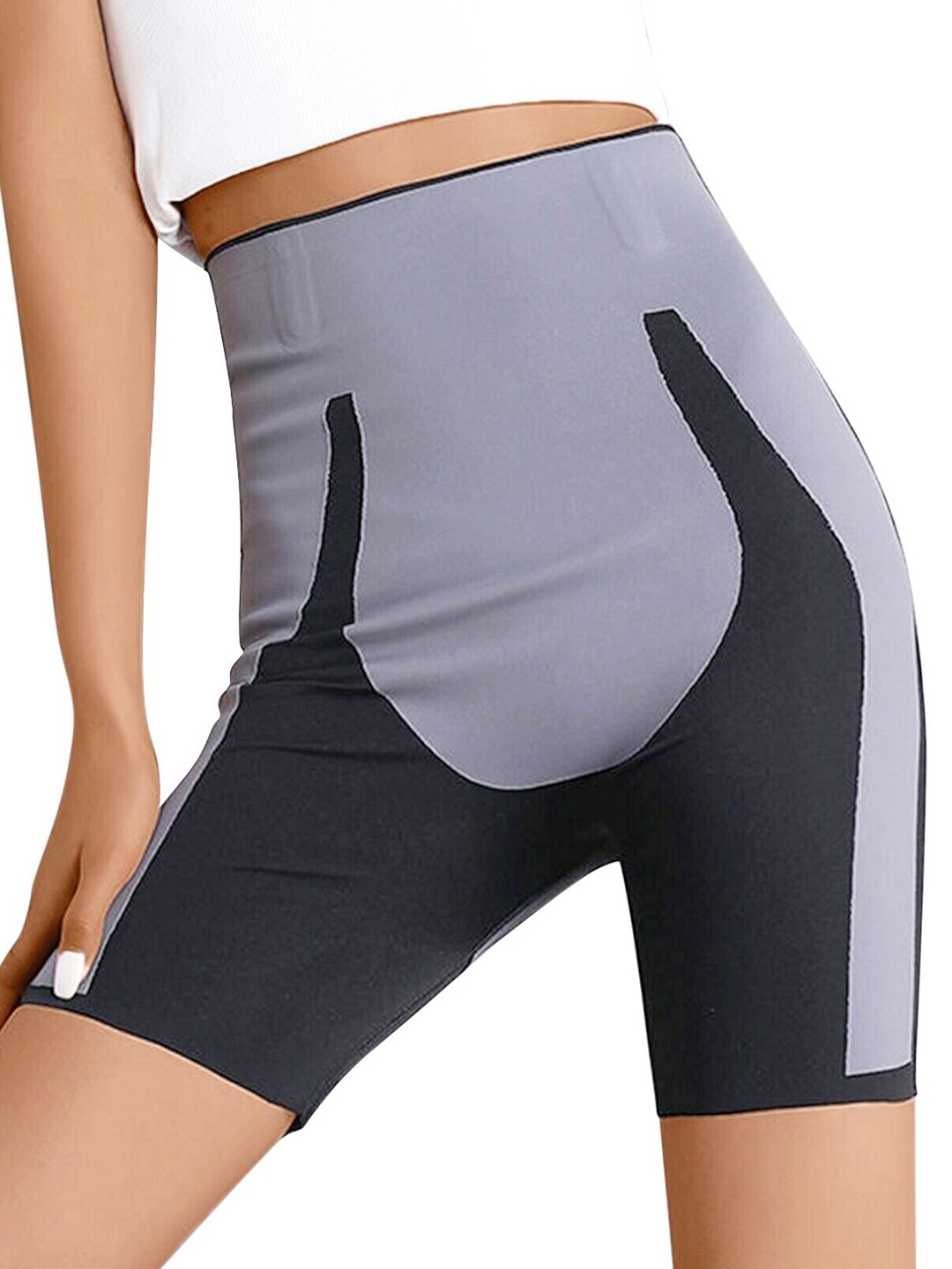 

Alexvyan Women Colour-Blocked Microfiber Tummy & Thigh Shapewear, Black