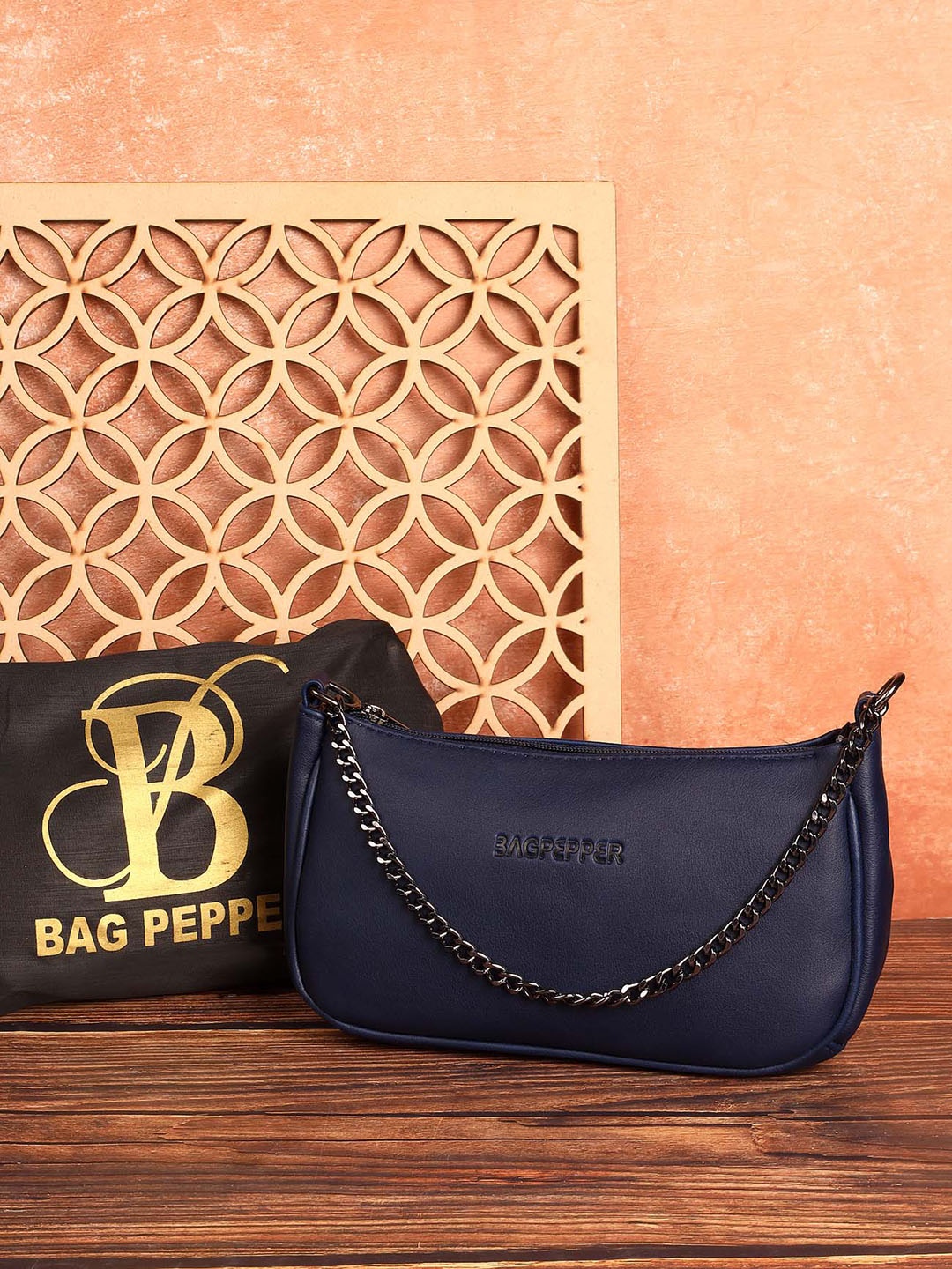 

Bag Pepper Printed PU Structured Sling Bag, Navy blue