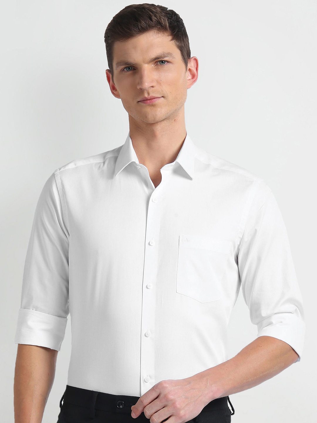 

Arrow Slim Fit Twill Spread Collar Long Sleeves Cotton Formal Shirt, White