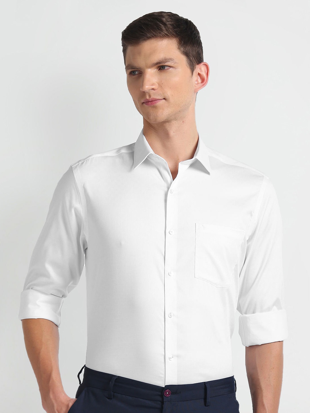

Arrow Auto Press Spread Collar Long Sleeves Cotton Autopress Formal Shirt, White