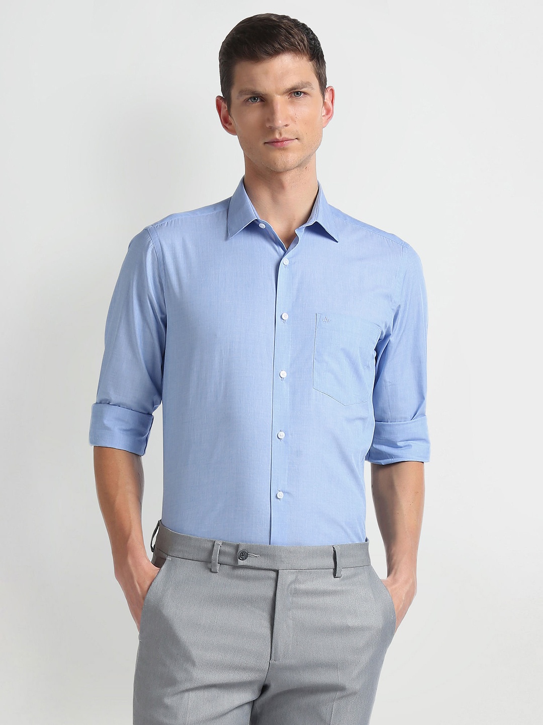 

Arrow Spread Collar Opaque Cotton Formal Shirt, Blue