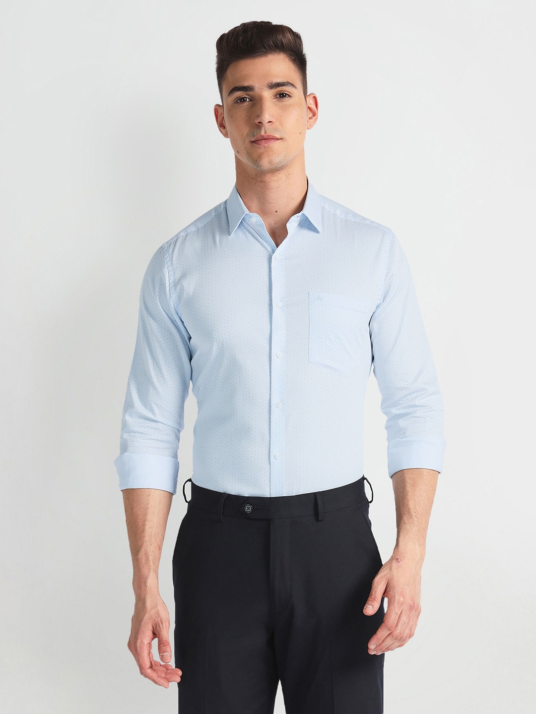 

Arrow Spread Collar Opaque Cotton Formal Shirt, Blue