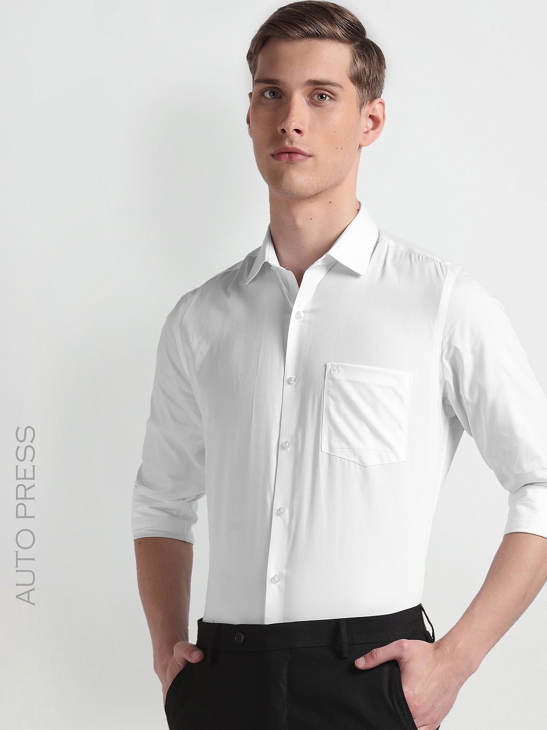 

Arrow Long Sleeves Regular Fit Cotton Opaque Autopress Formal Shirt, White