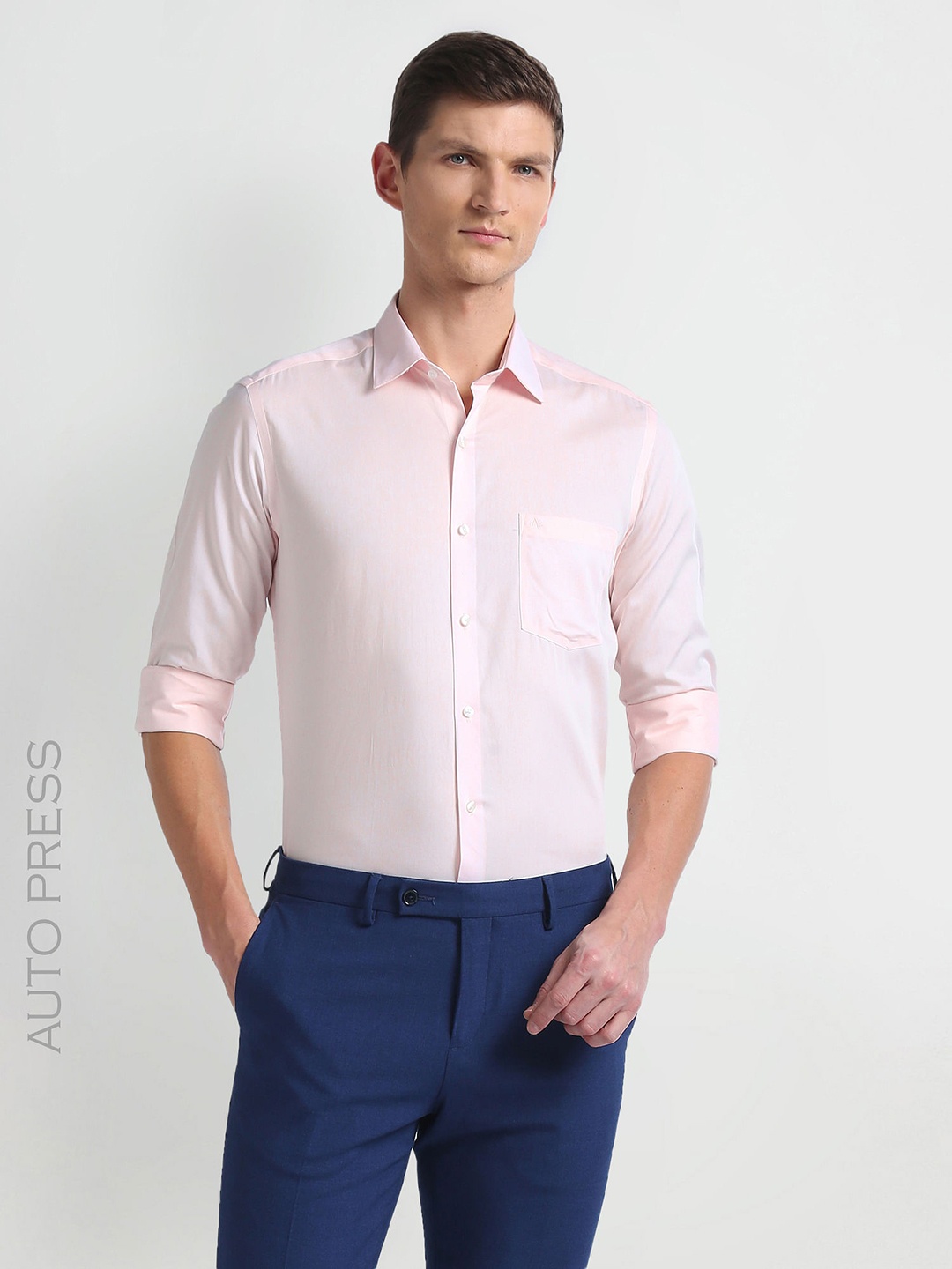 

Arrow Spread Collar Long Sleeves Slim Fit Autopress Formal Shirt, Pink