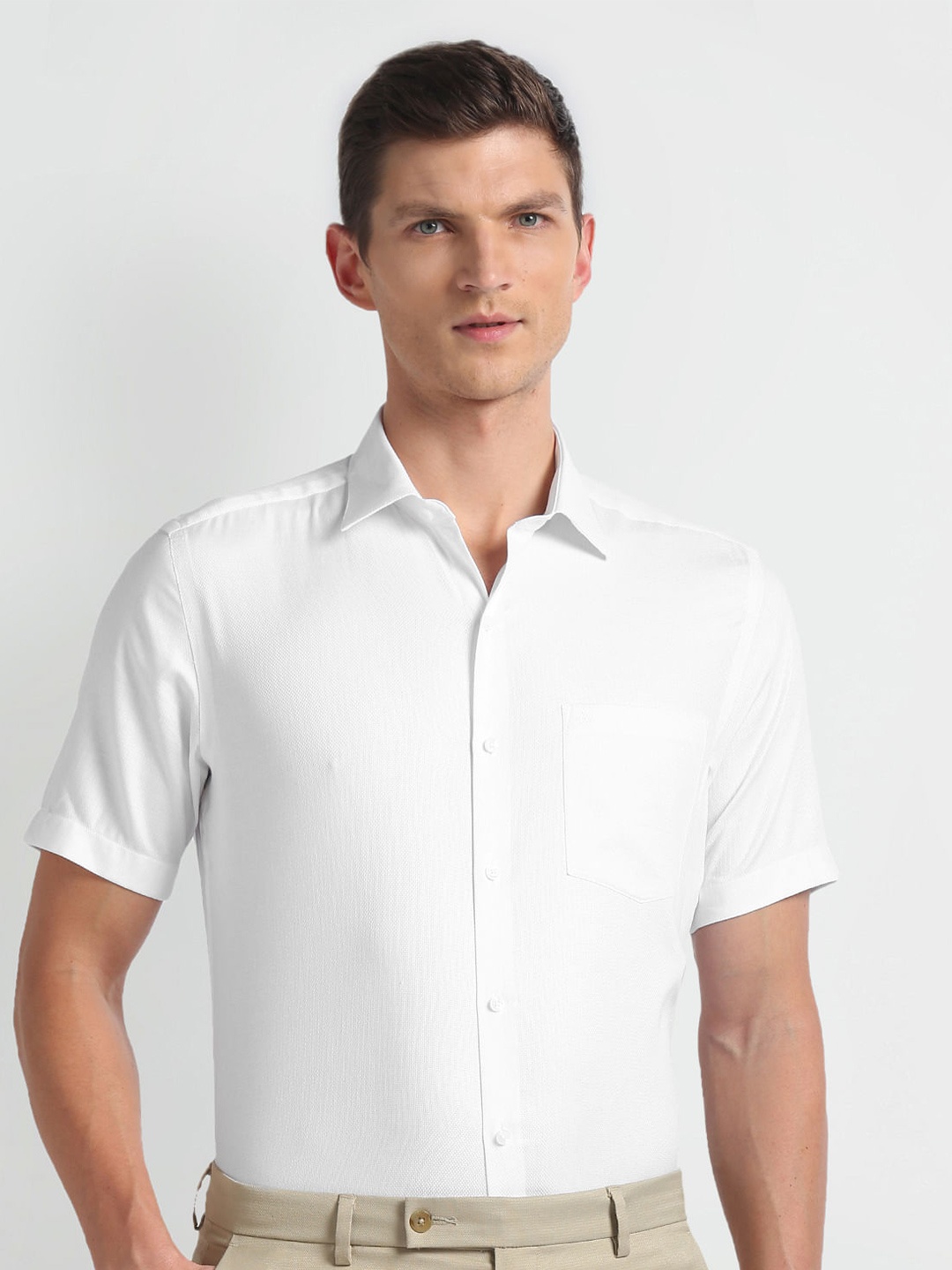 

Arrow Manhattan Self Design Slim Fit Cotton Formal Shirt, White