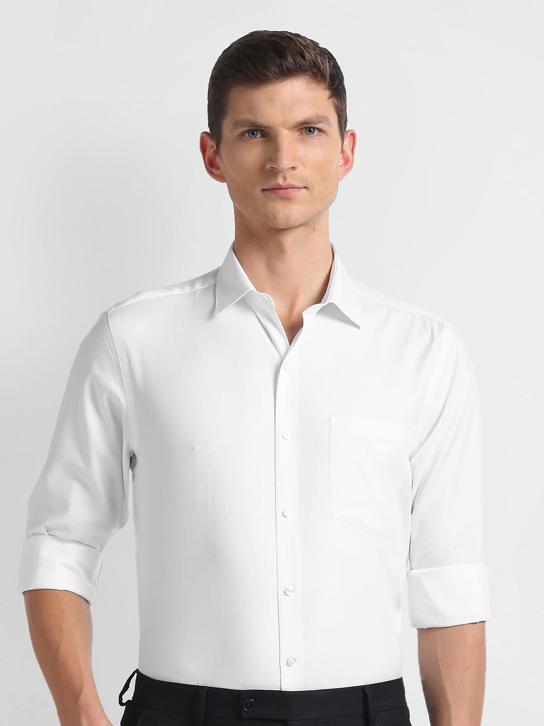 

Arrow Spread Collar Herringbone Pure Cotton Formal Shirt, White