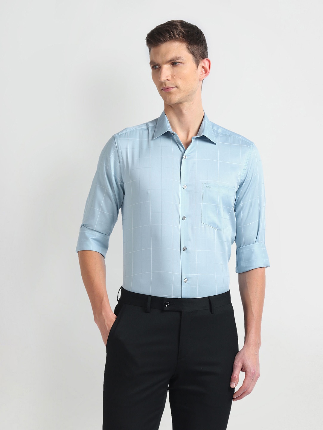 

Arrow Slim Fit Checked Cotton Formal Shirt, Blue