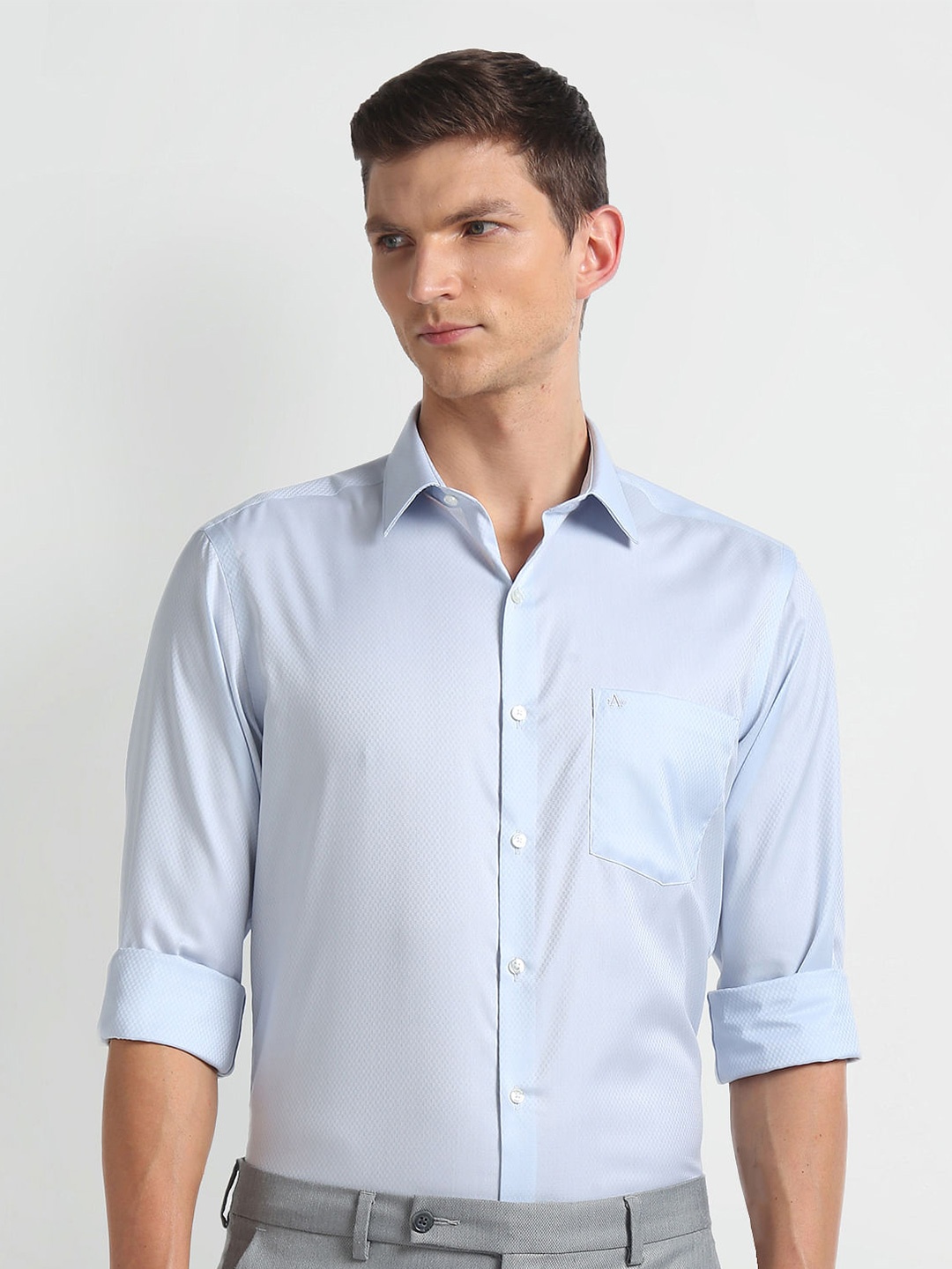 

Arrow Self Design Pure Cotton Auto Press Autopress Formal Shirt, Blue